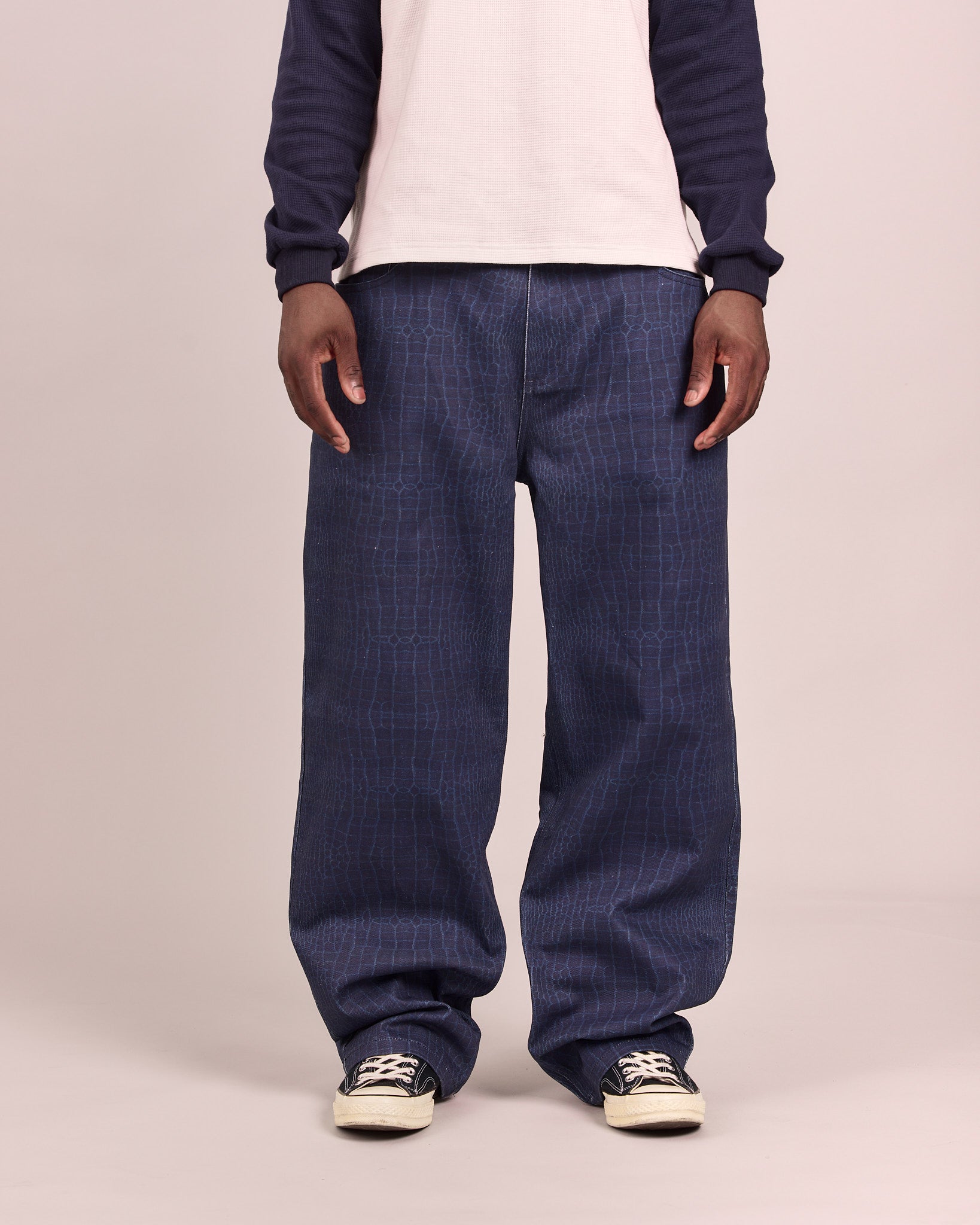 Baggy Canvas Pants - Blue Croc