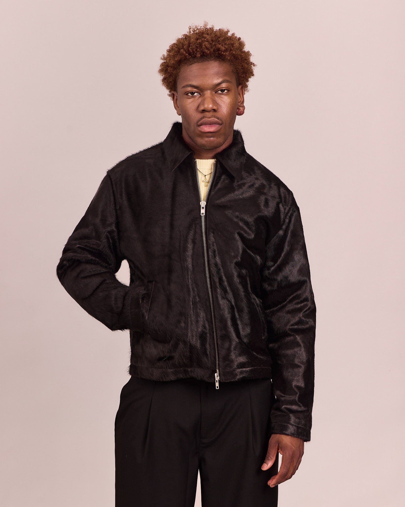 Cow Hide Leather Jacket - Black