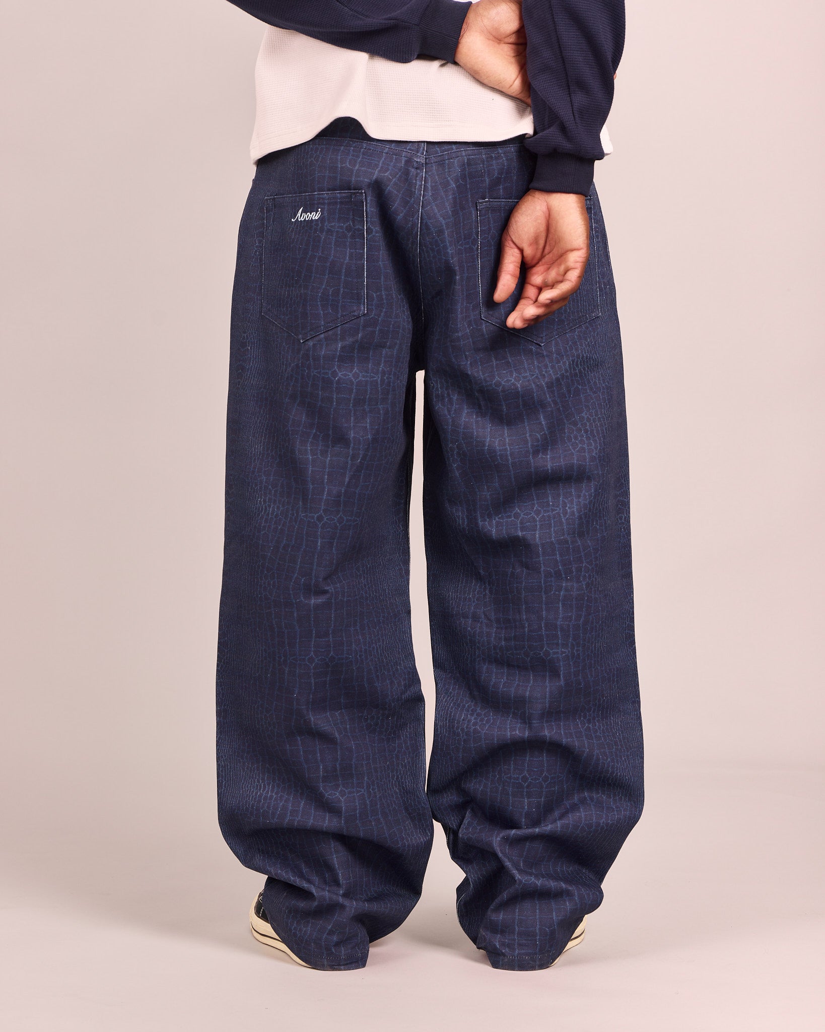 Baggy Canvas Pants - Blue Croc