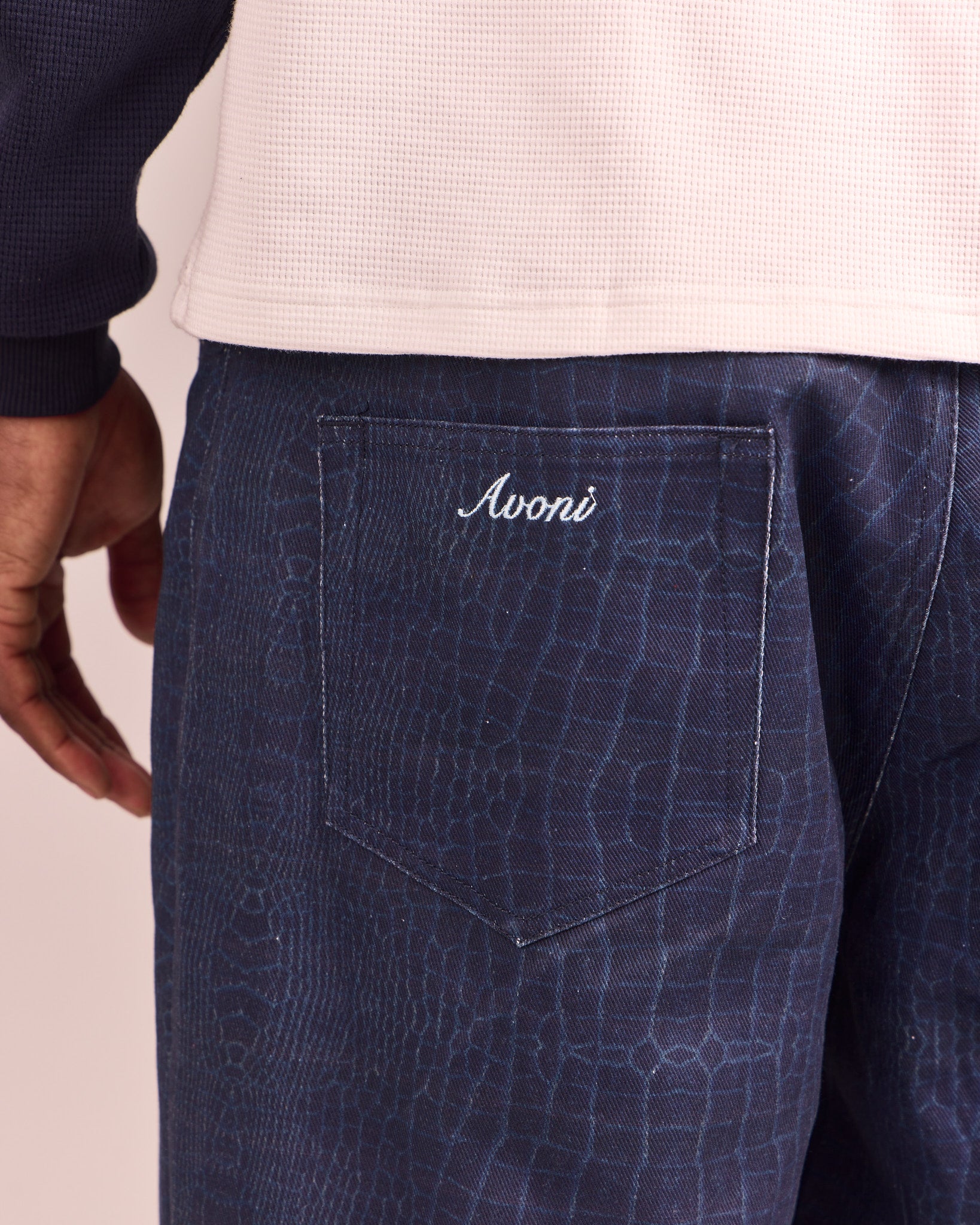 Baggy Canvas Pants - Blue Croc