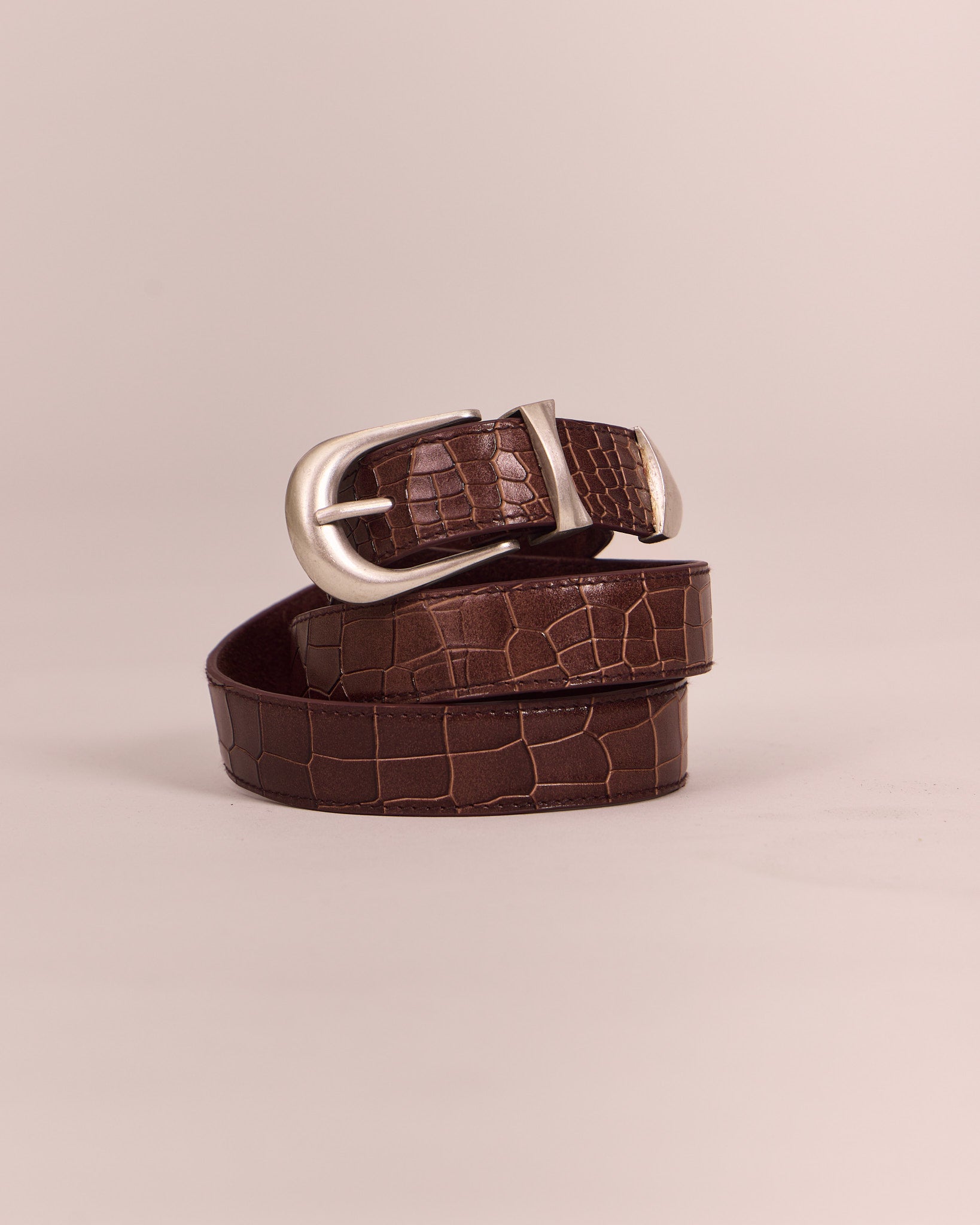 Leather Belt - Brown Croc