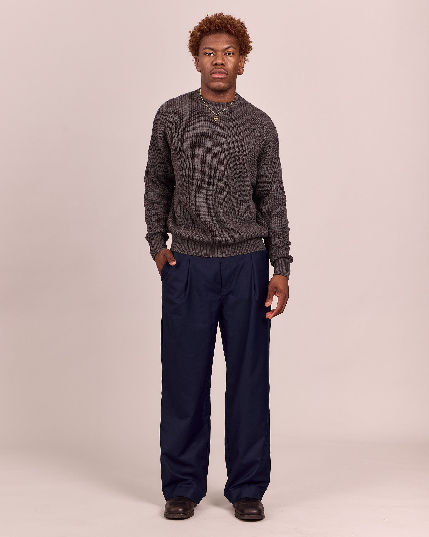 Straight Suit Pants - Navy