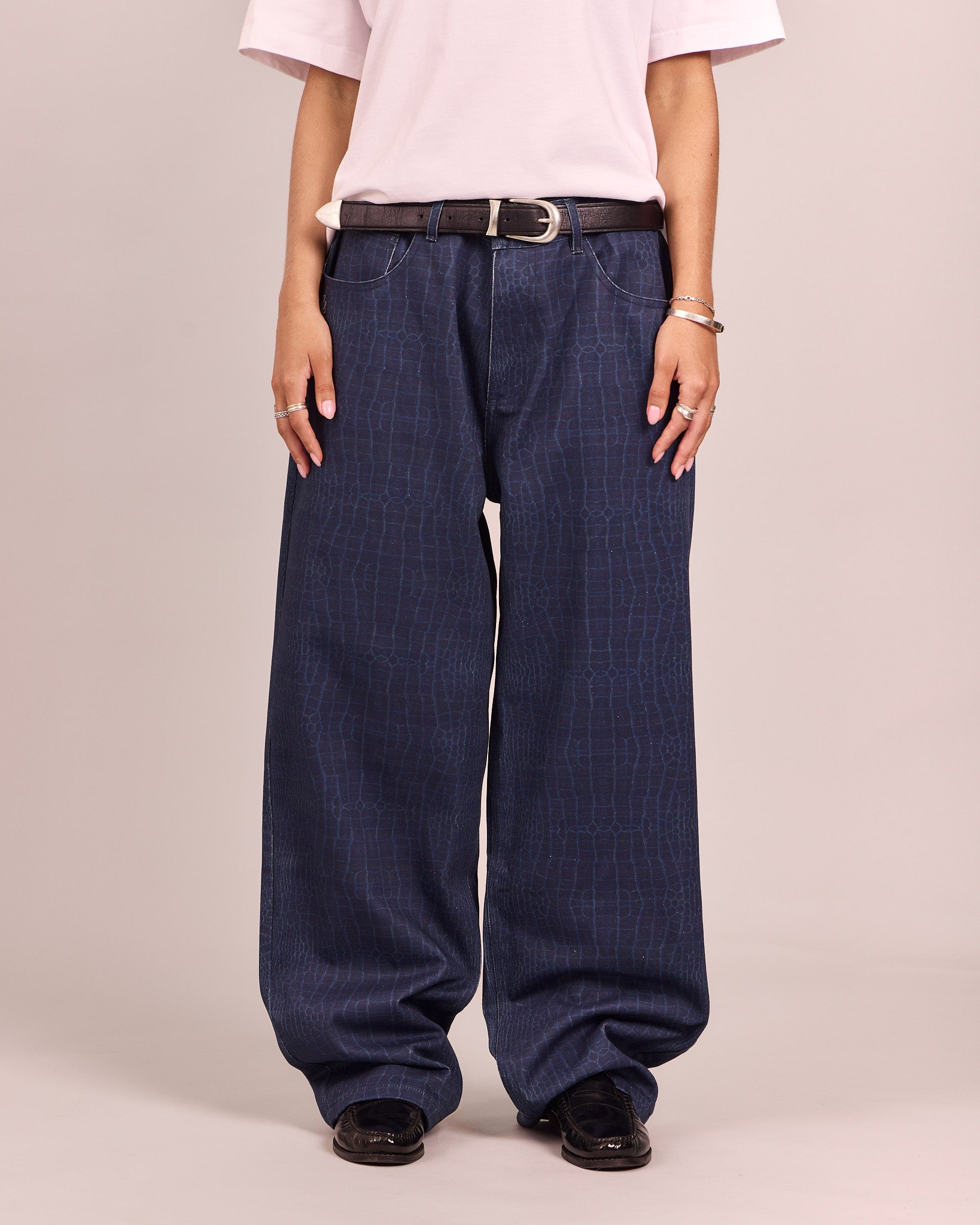 Baggy Canvas Pants - Blue Croc