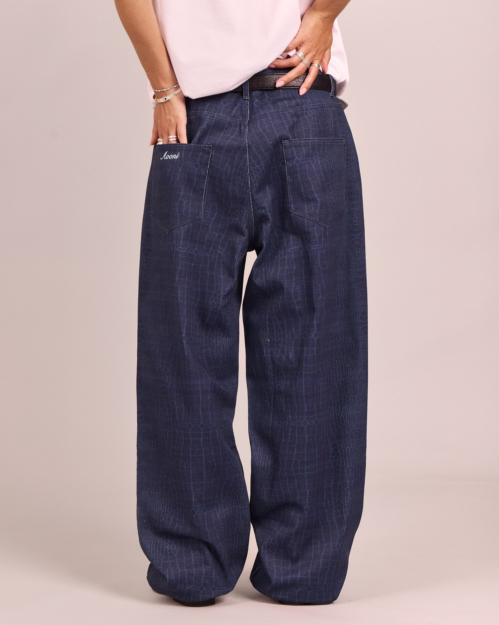 Baggy Canvas Pants - Blue Croc