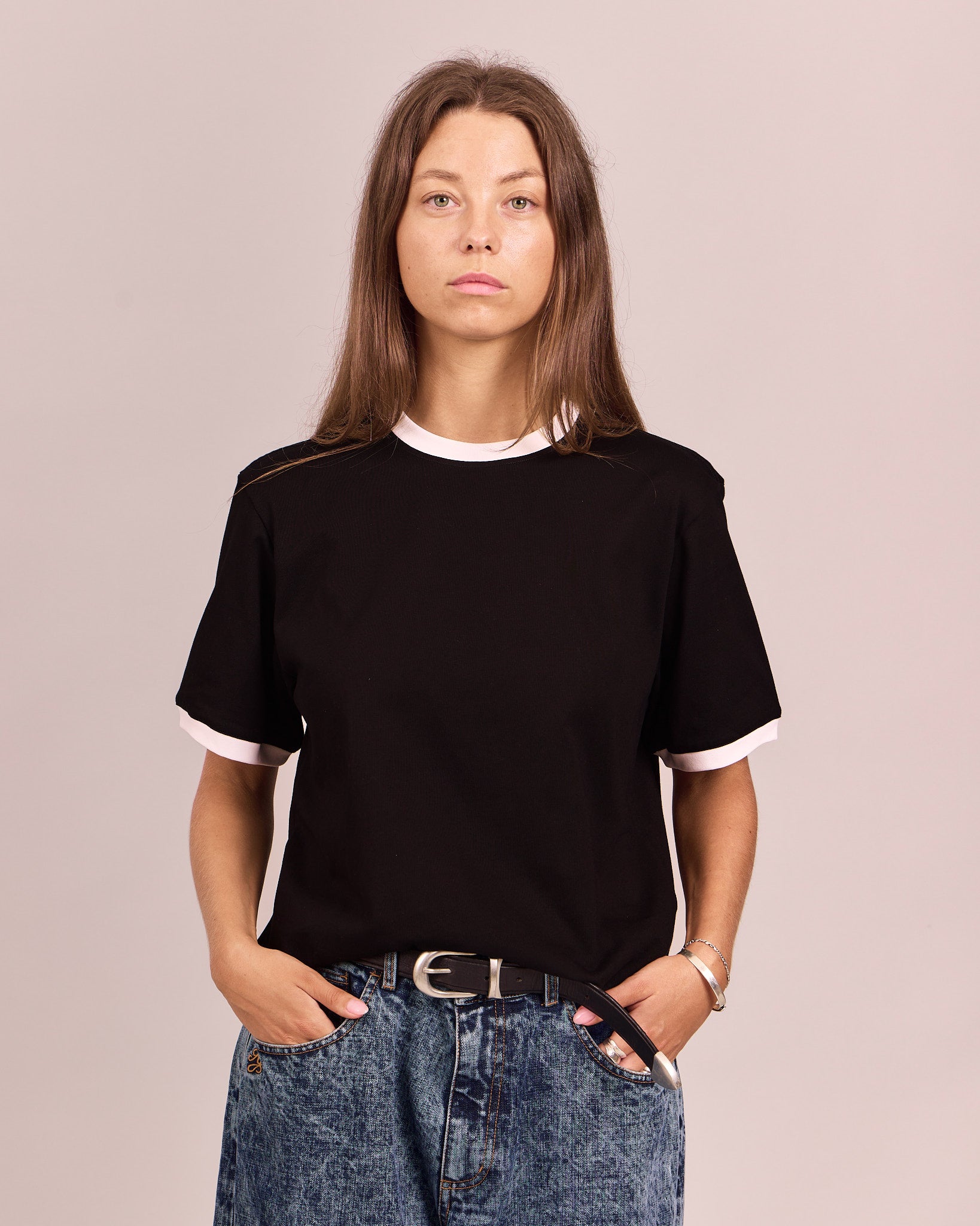 SS Ringer Tee - Black/White