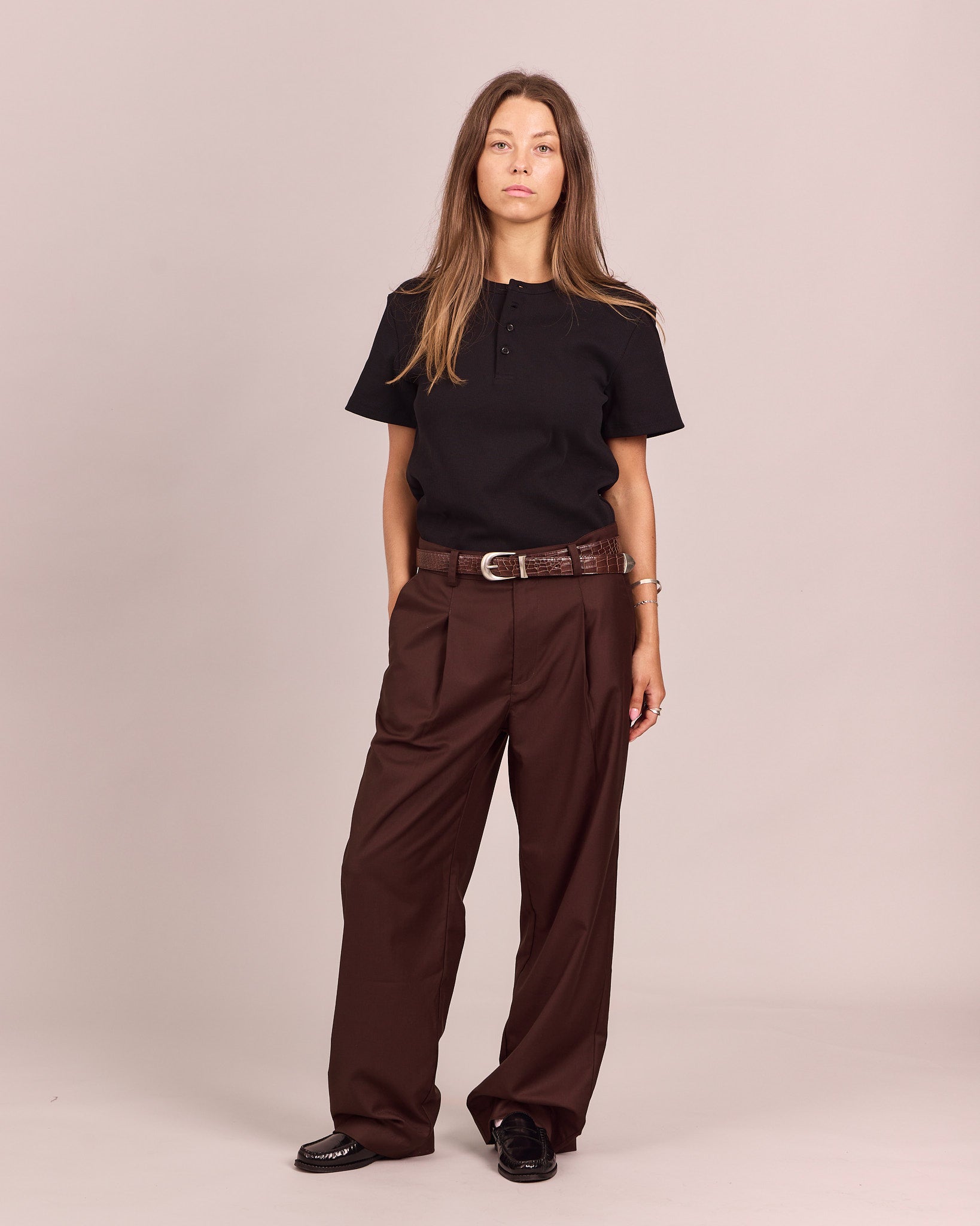 Straight Suit Pants - Brown