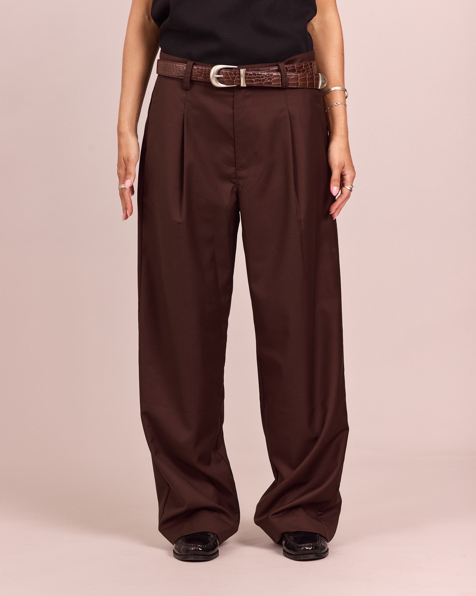 Straight Suit Pants - Brown