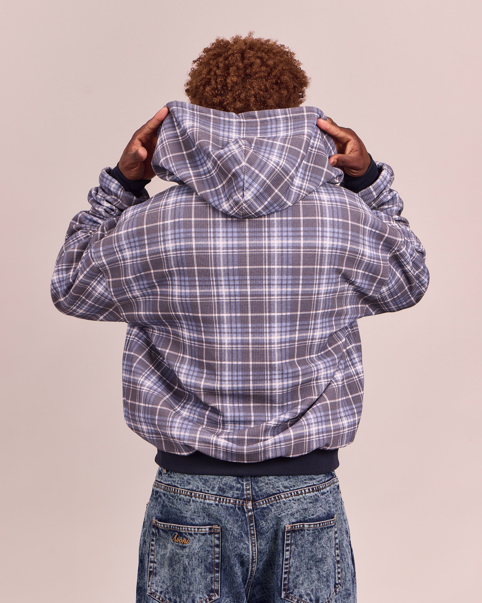 Reversible Zip Hoodie - Navy/Check
