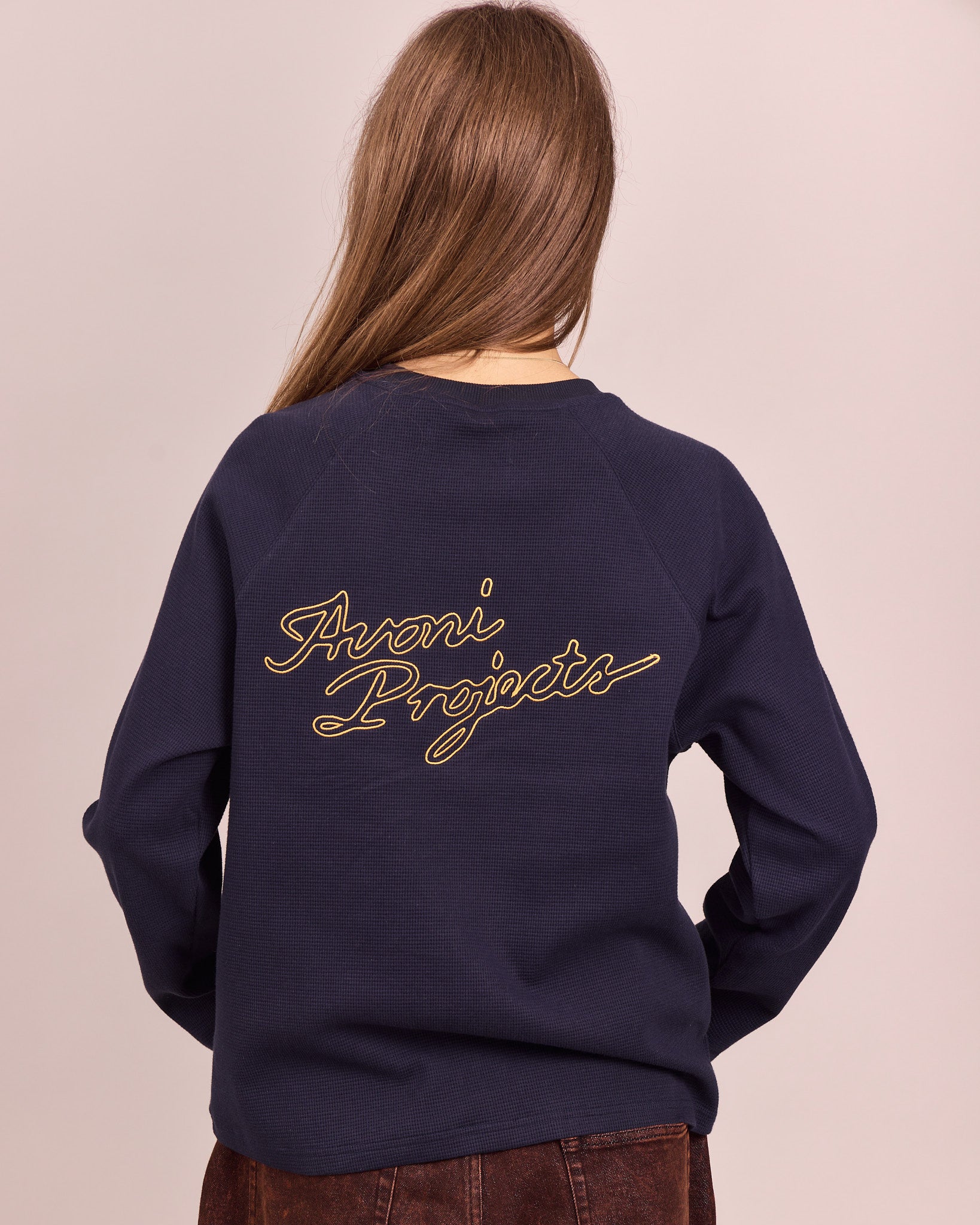 LS Waffle Raglan Tee - Navy