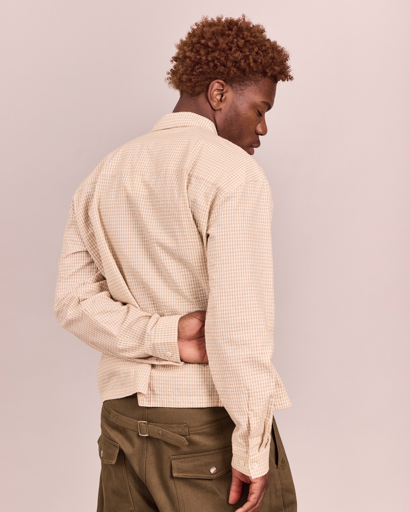 LS Checkered Shirt - Marshmallow/Brown