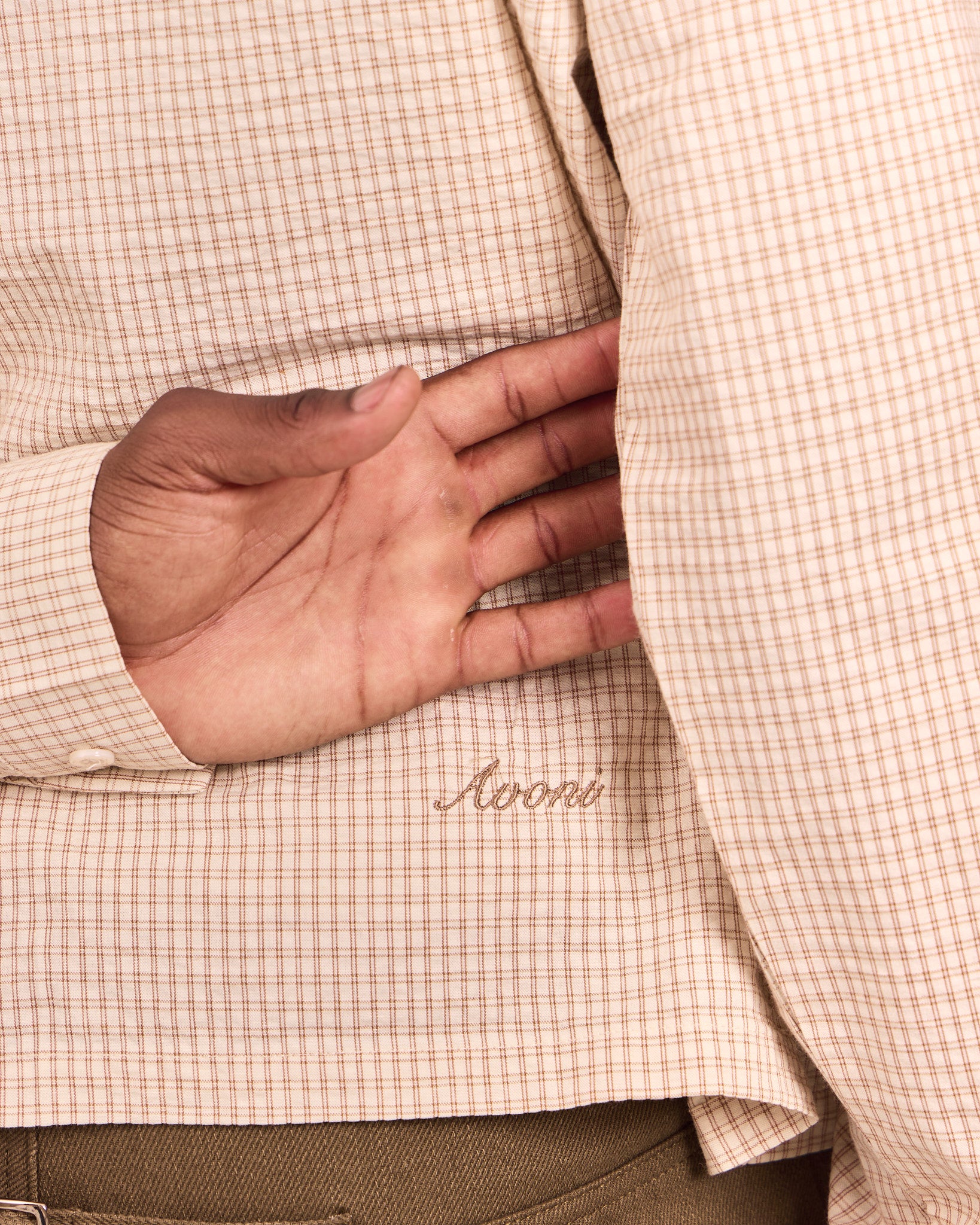 LS Checkered Shirt - Marshmallow/Brown