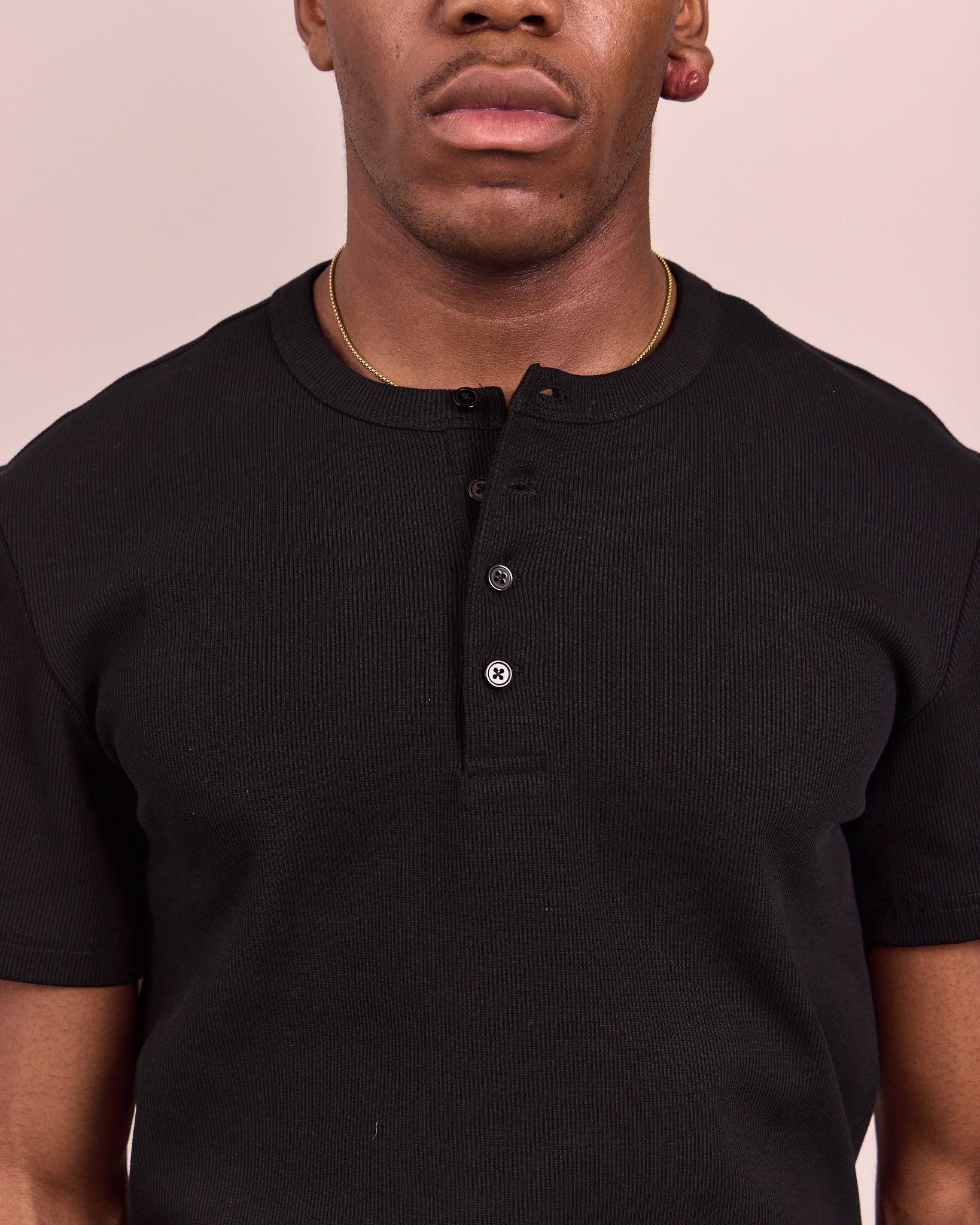 SS Henley Shirt - Black