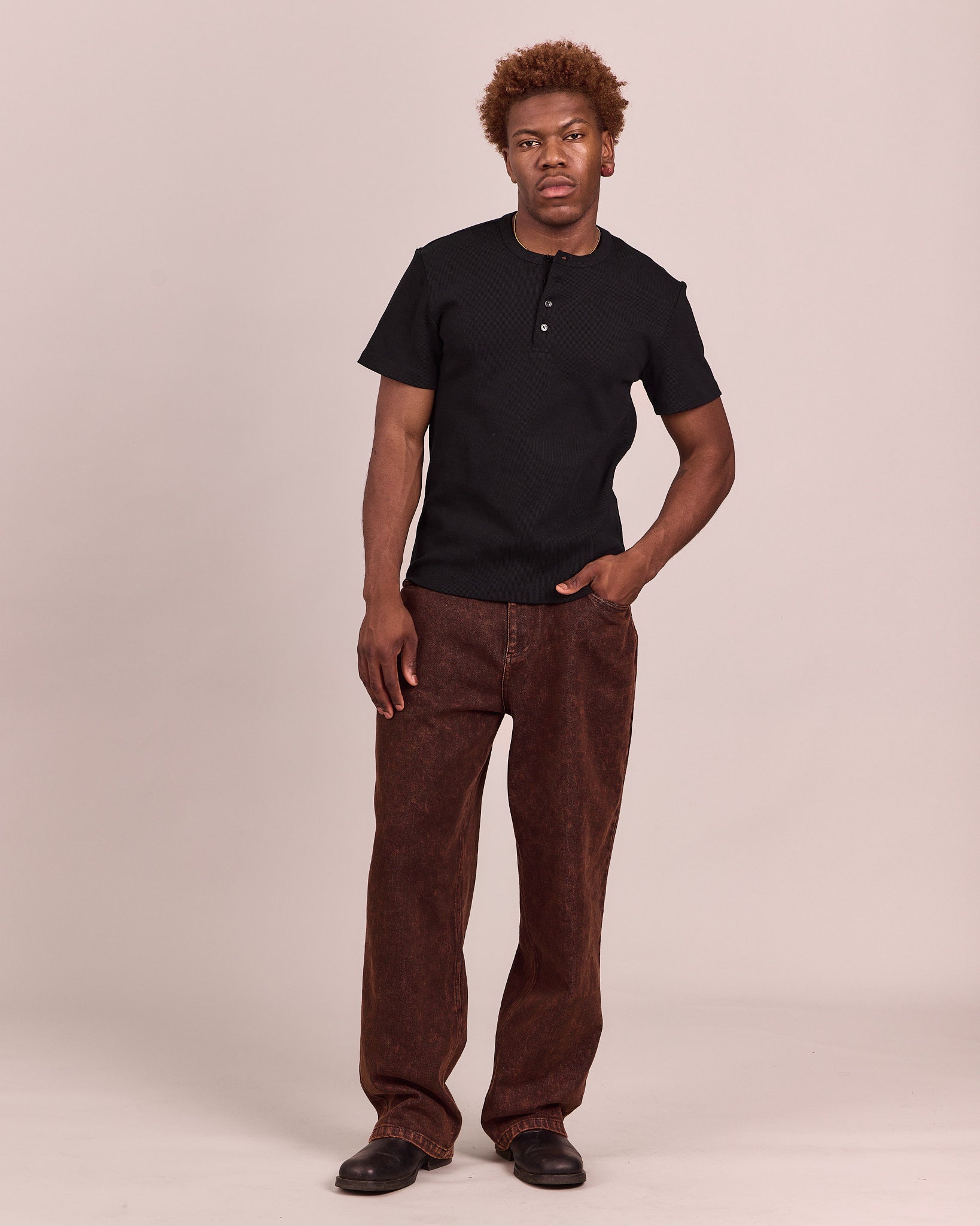 SS Henley Shirt - Black