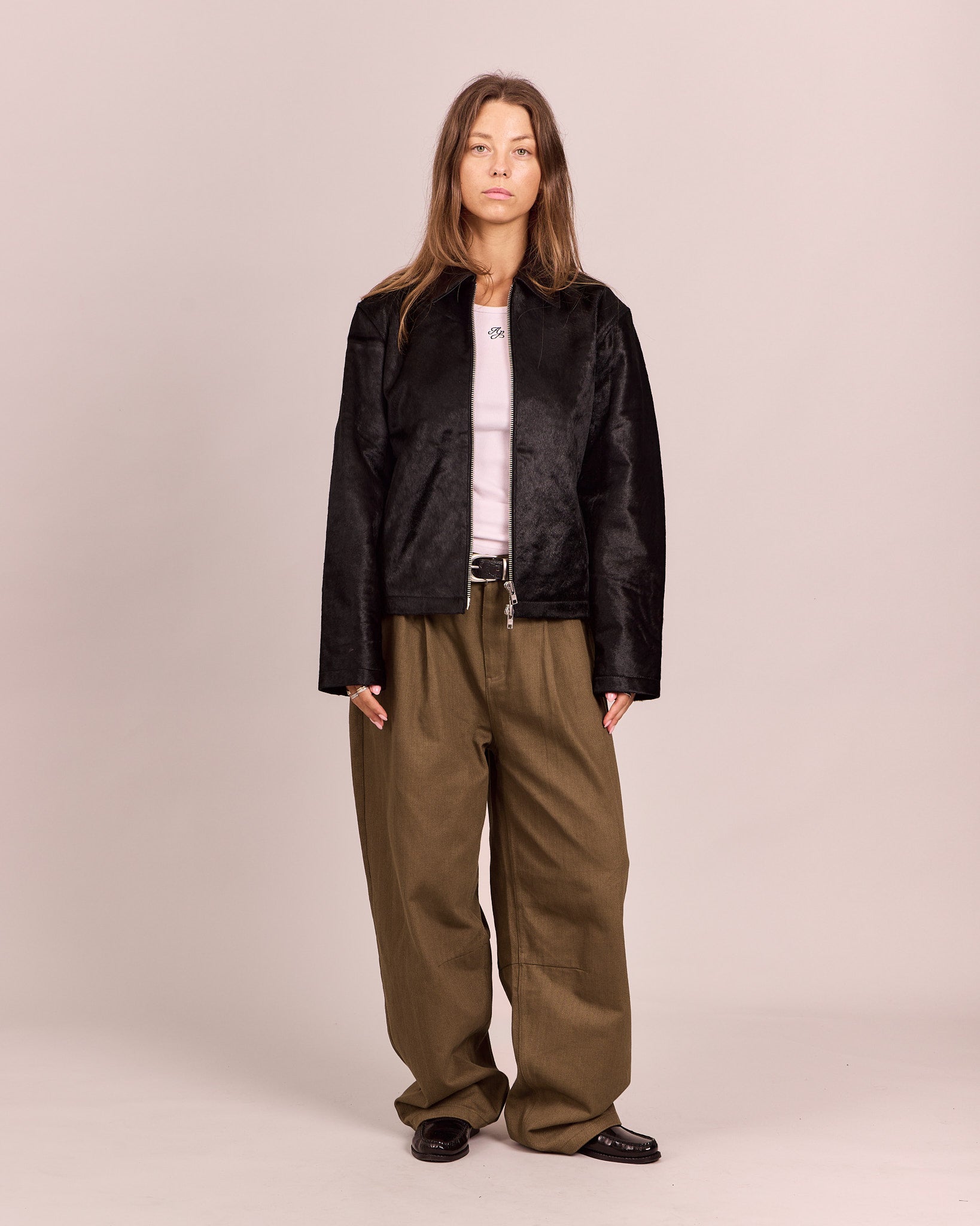 Cow Hide Leather Jacket - Black