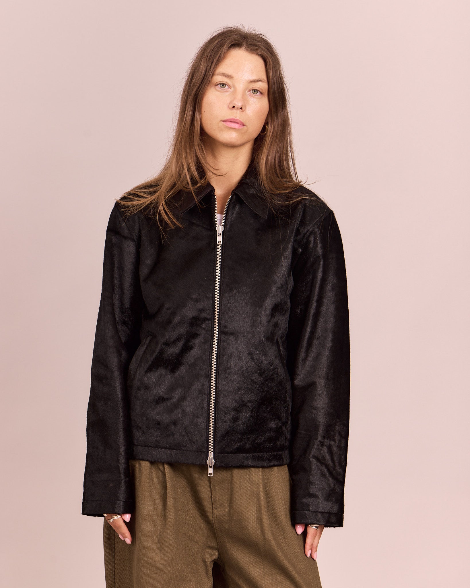 Cow Hide Leather Jacket - Black