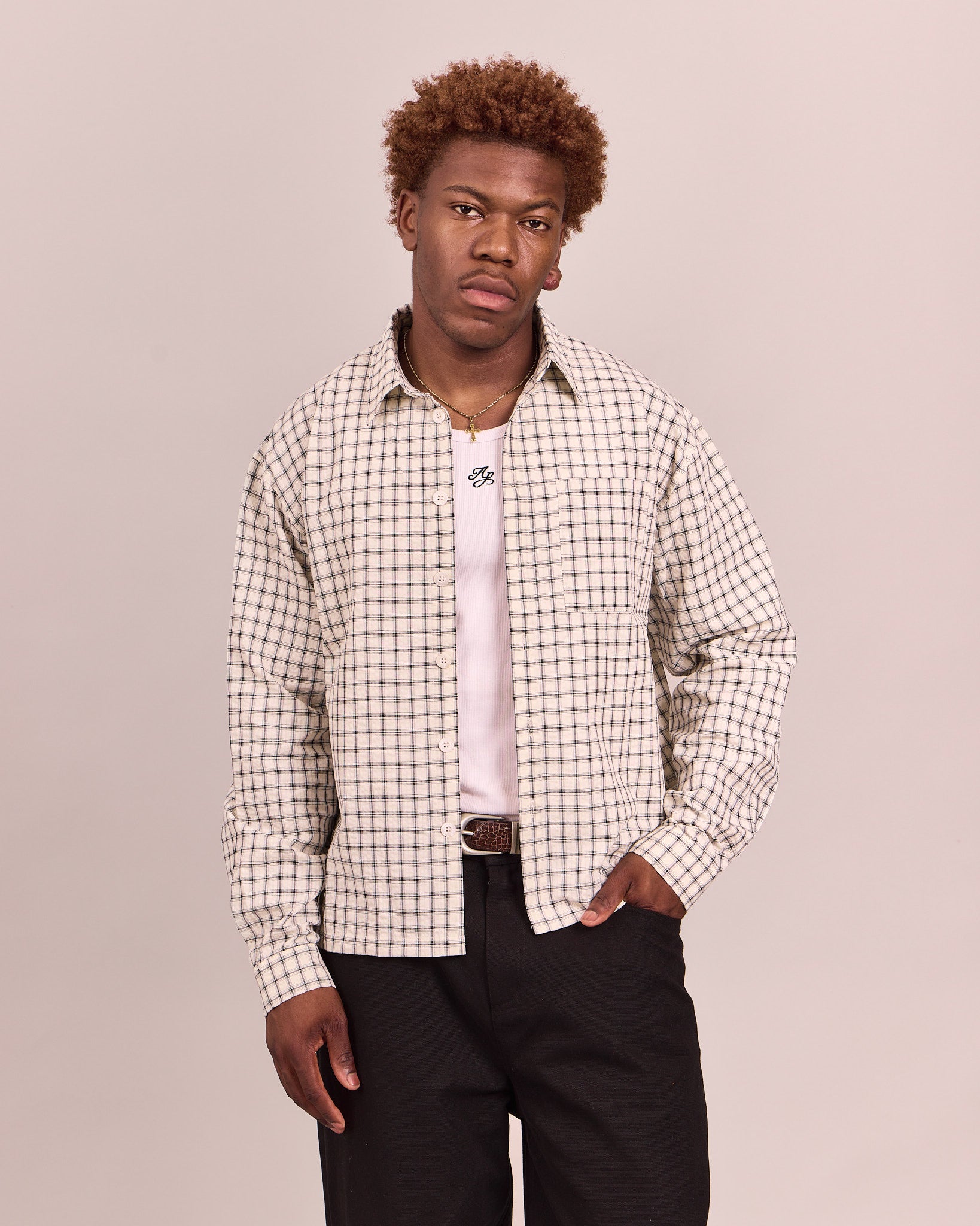 LS Checkered Shirt - Big Navy Check