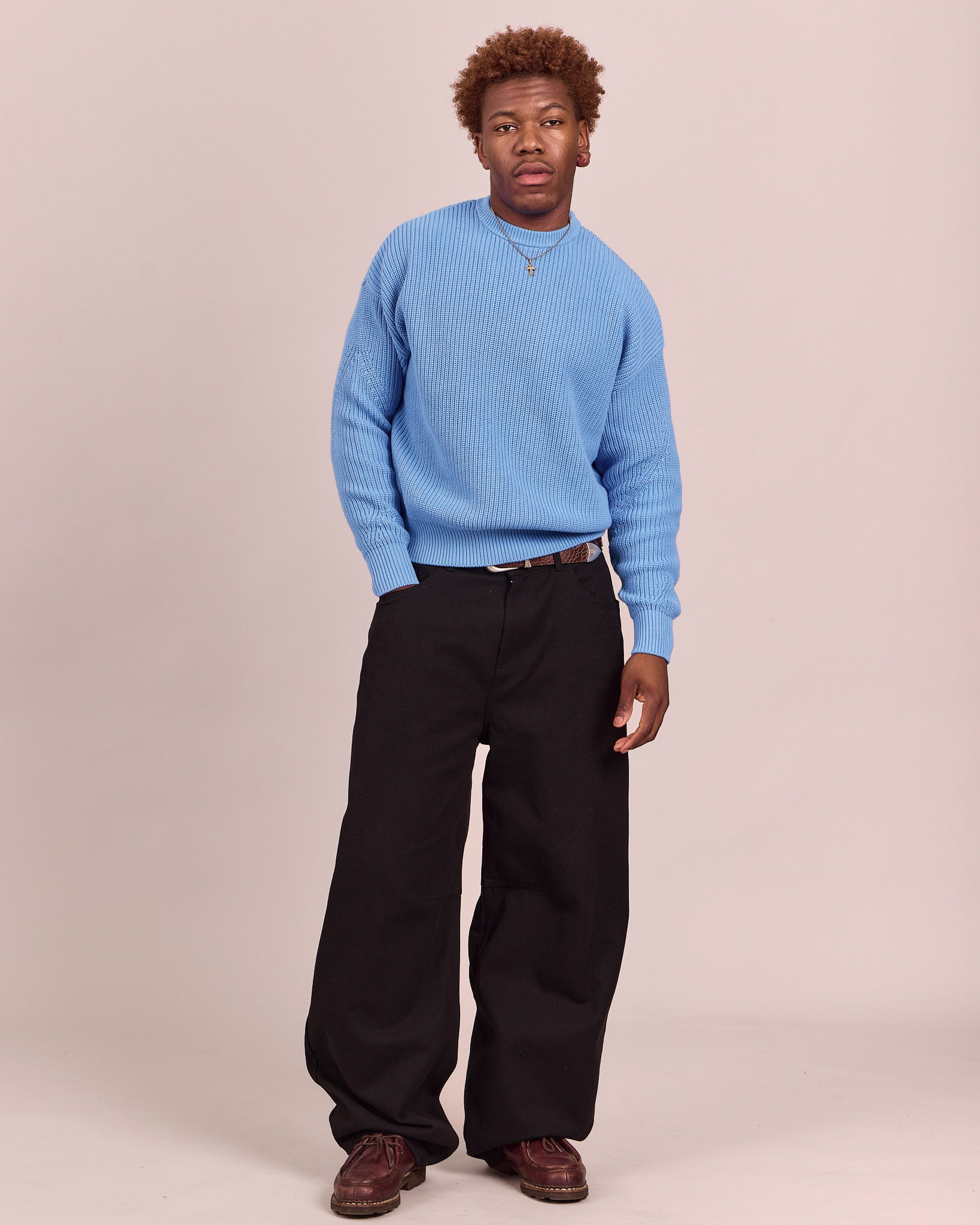 Fisherman O Neck Knit - Blue