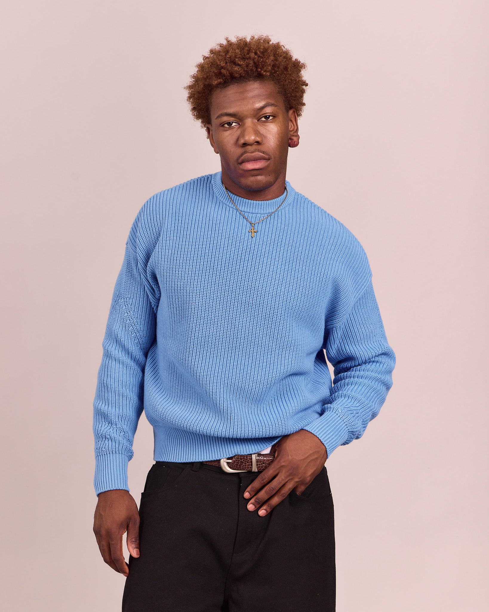 Fisherman O Neck Knit - Blue