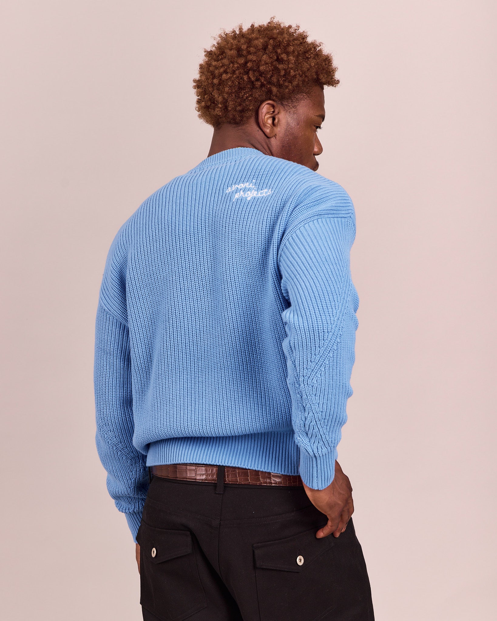 Fisherman O Neck Knit - Blue