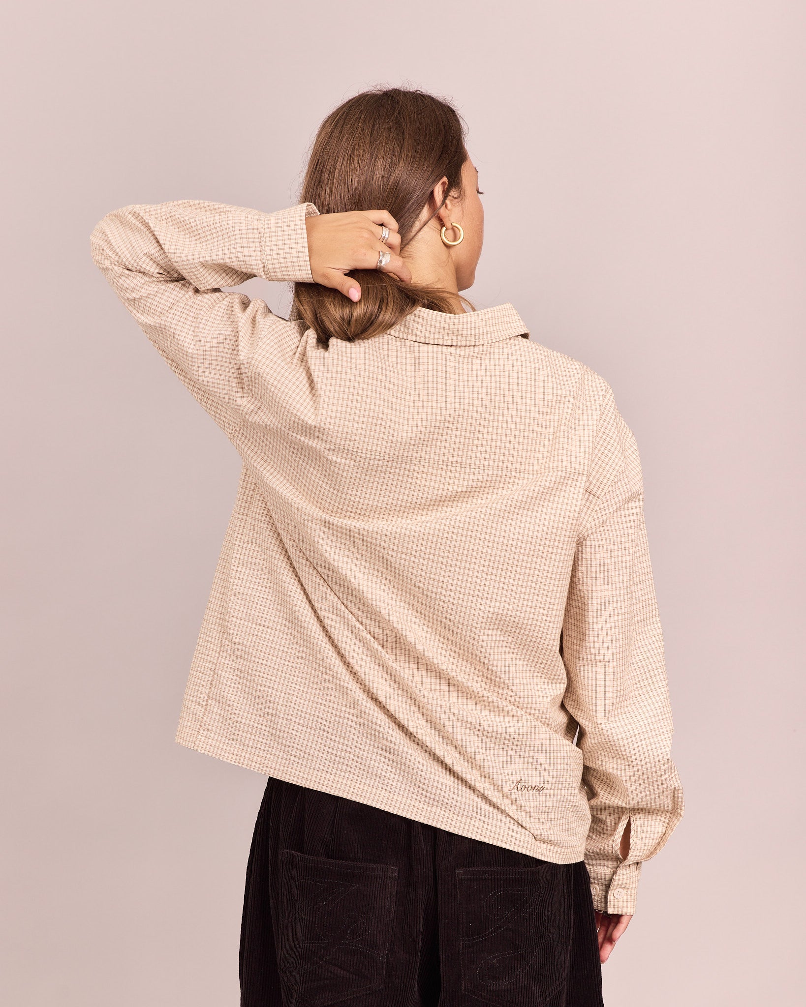 LS Checkered Shirt - Marshmallow/Brown