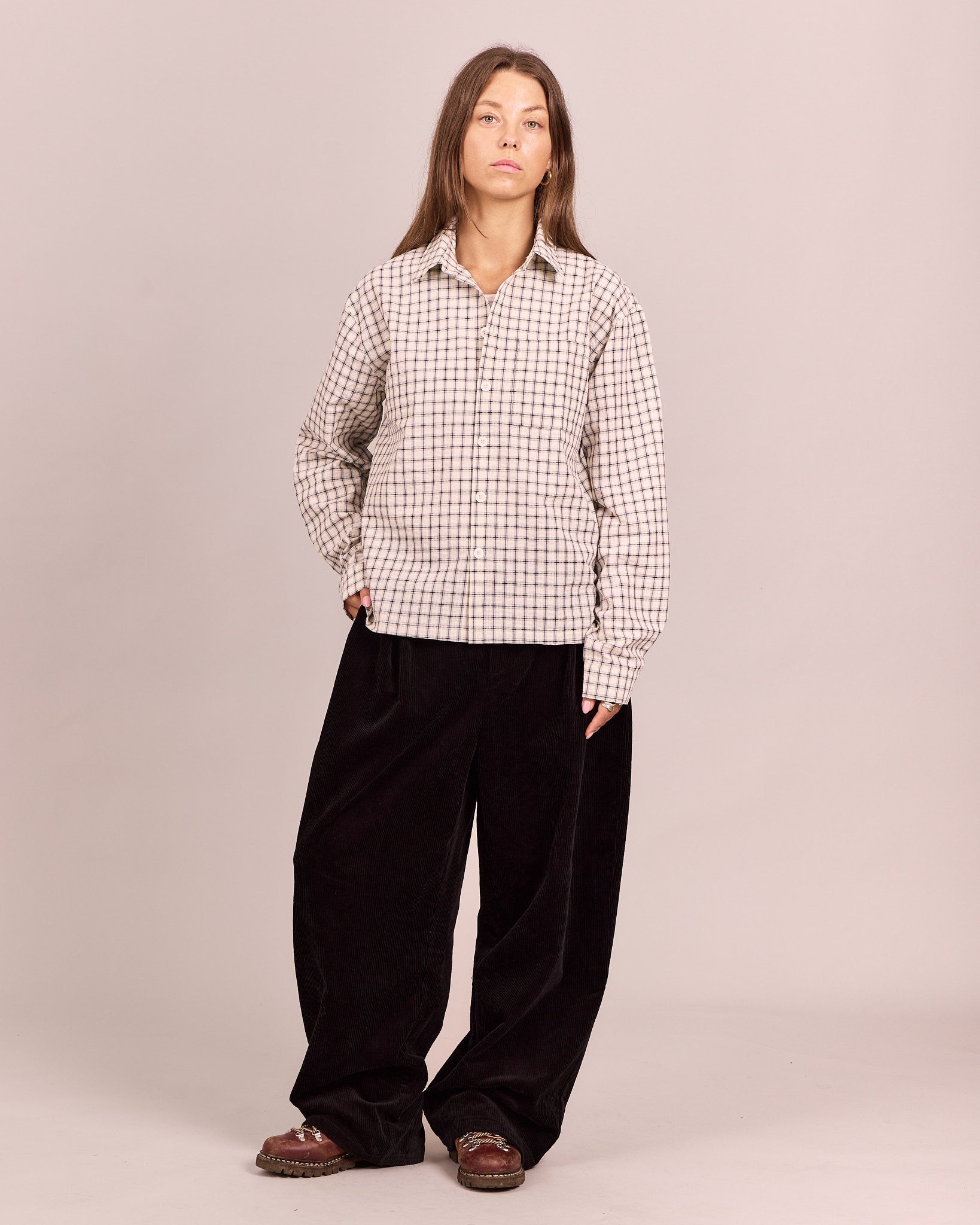 LS Checkered Shirt - Big Navy Check