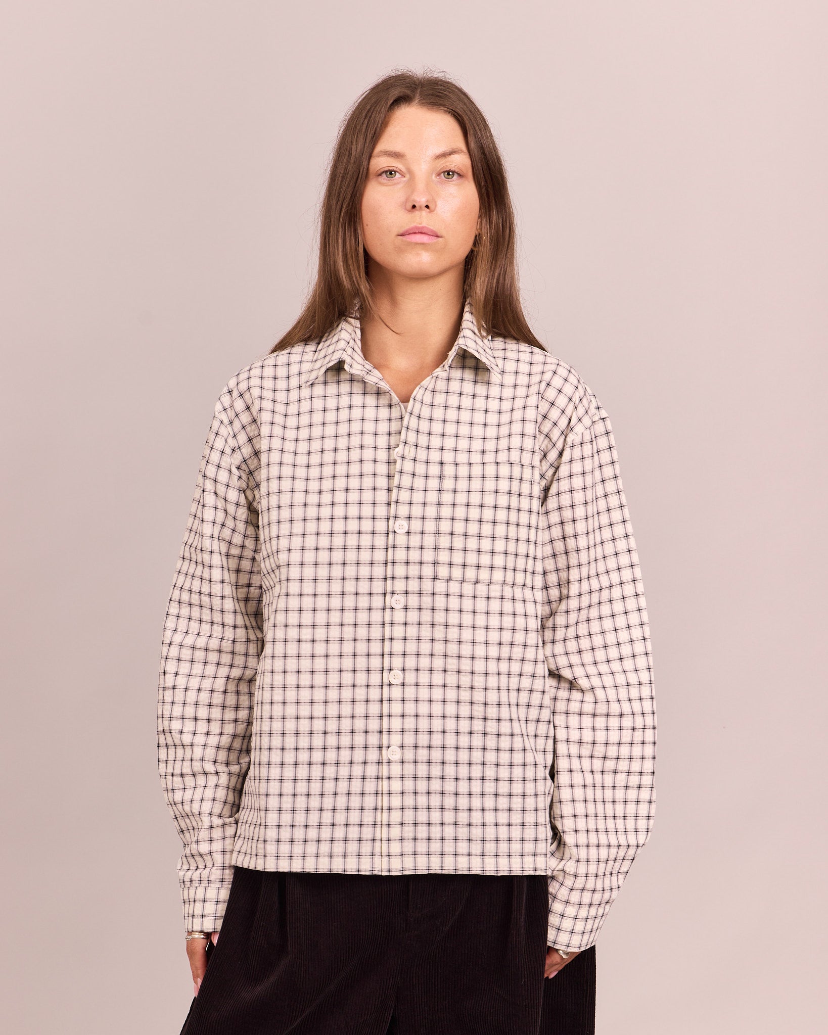 LS Checkered Shirt - Big Navy Check