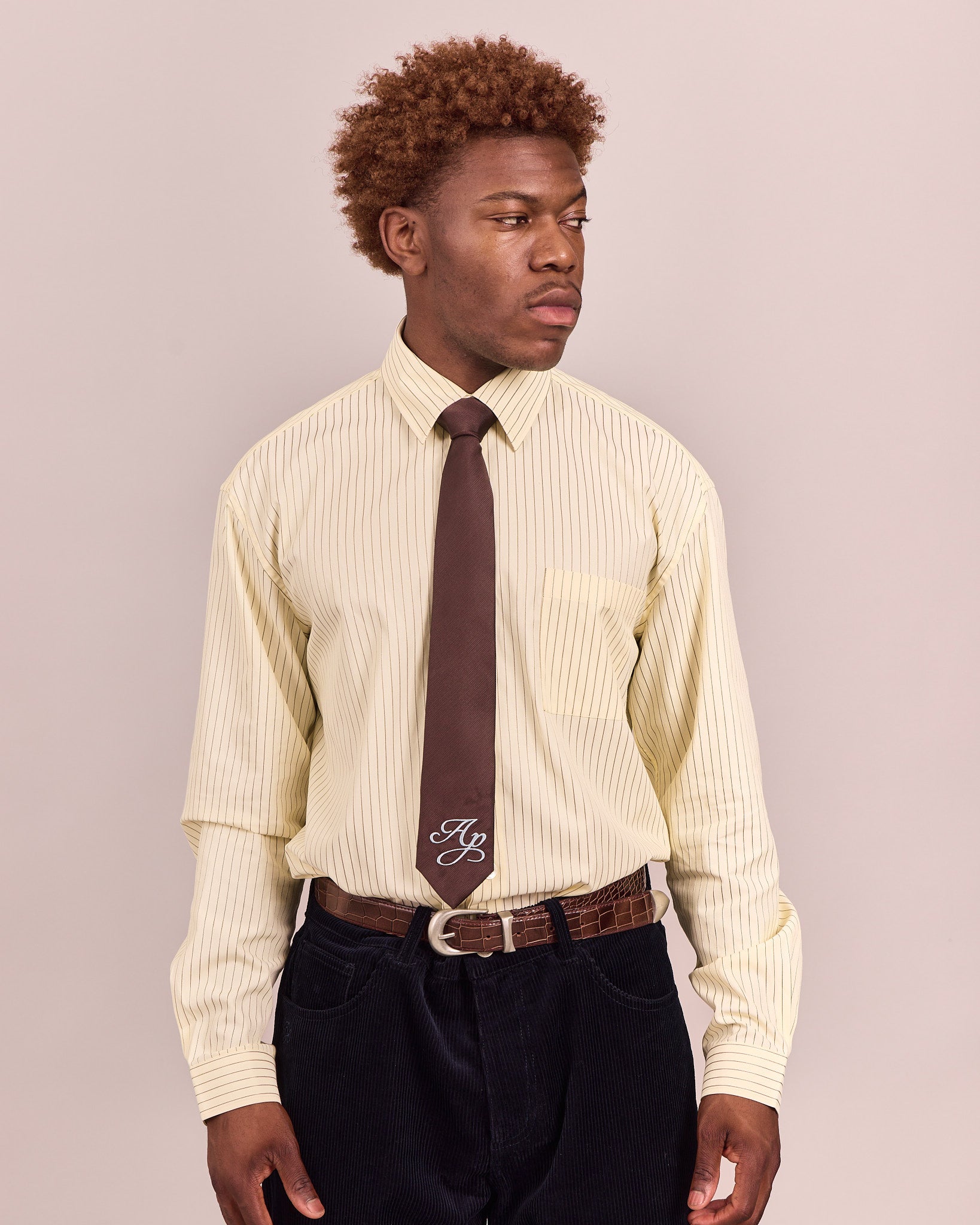 LS Striped Shirt - Butteryellow/Brown