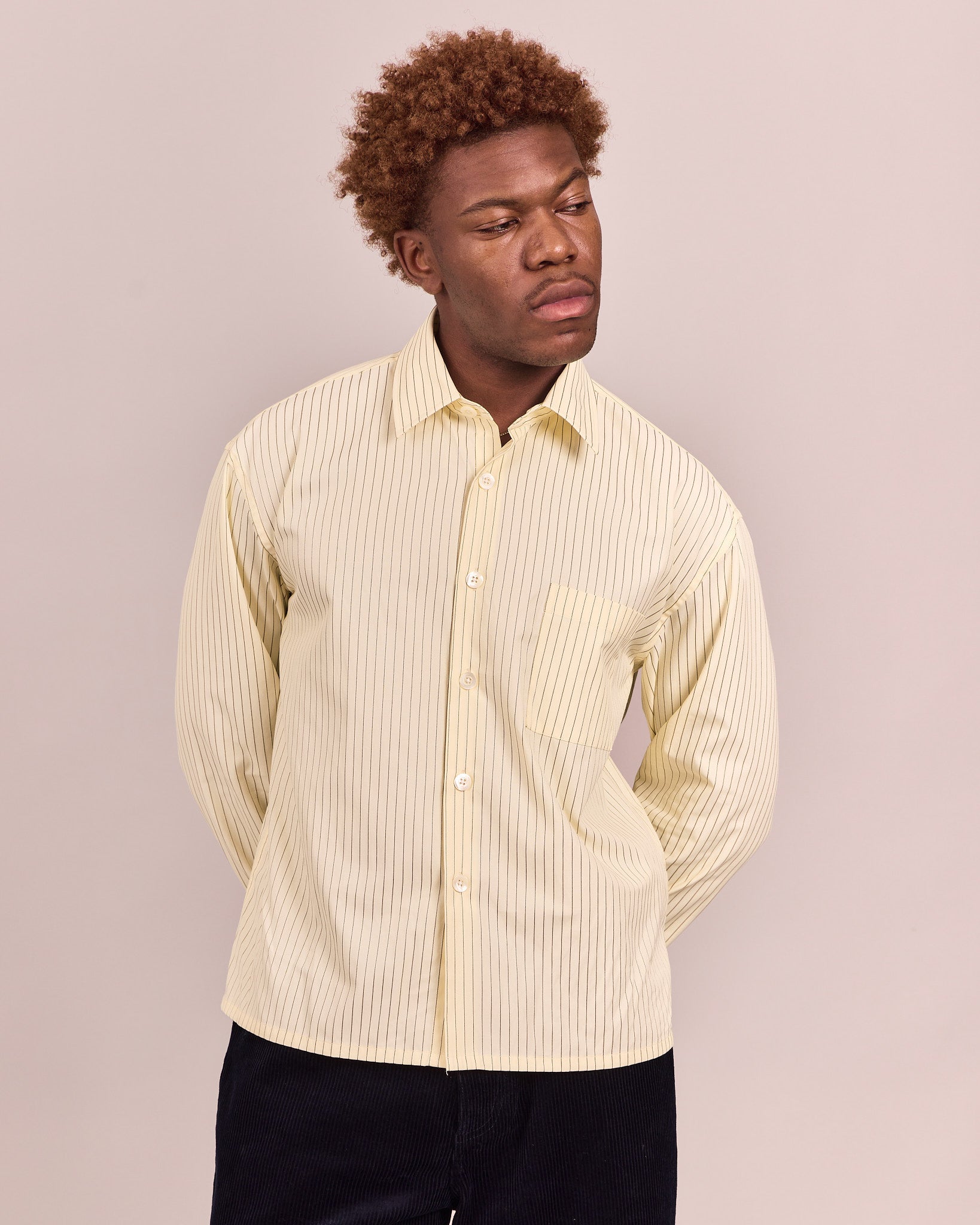 LS Striped Shirt - Butteryellow/Brown