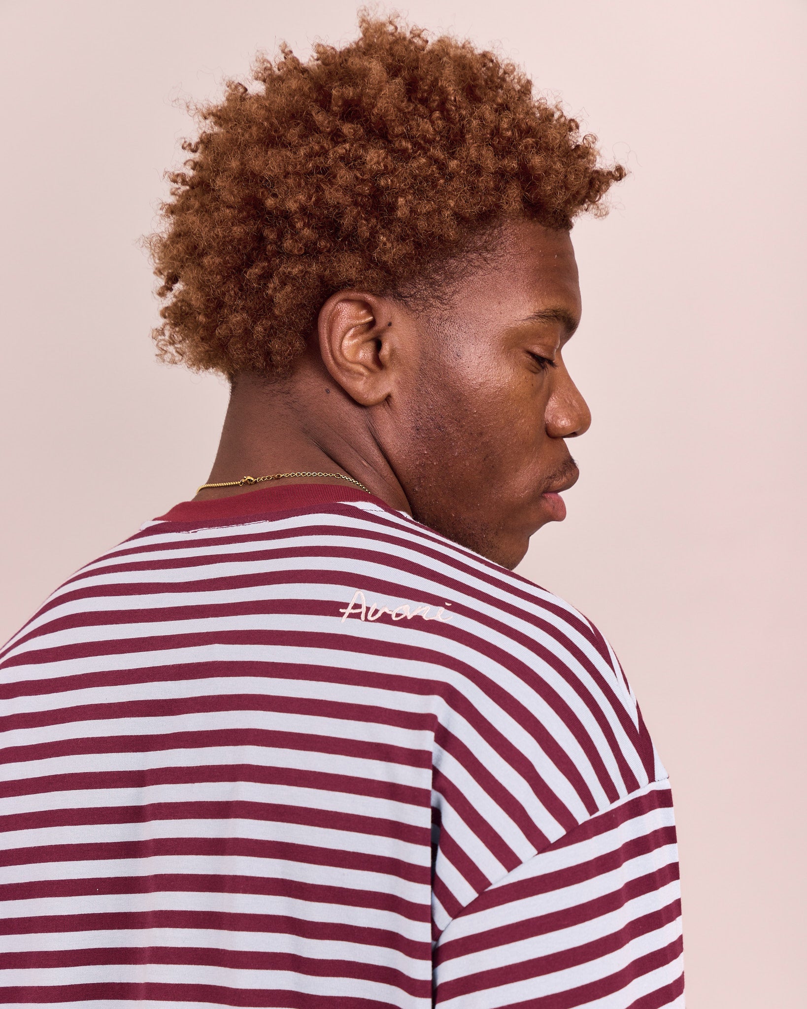 LS Classic Tee - Baby Blue/Burgundy Stripe