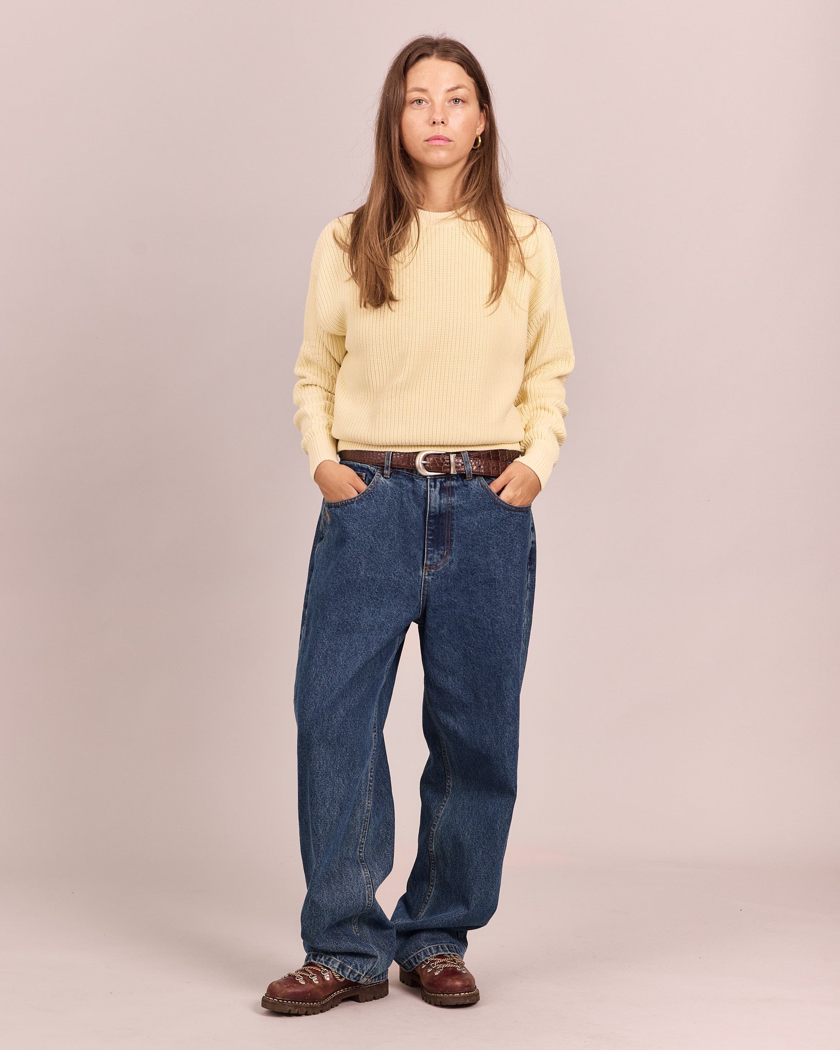 Fisherman O Neck Knit - Butteryellow