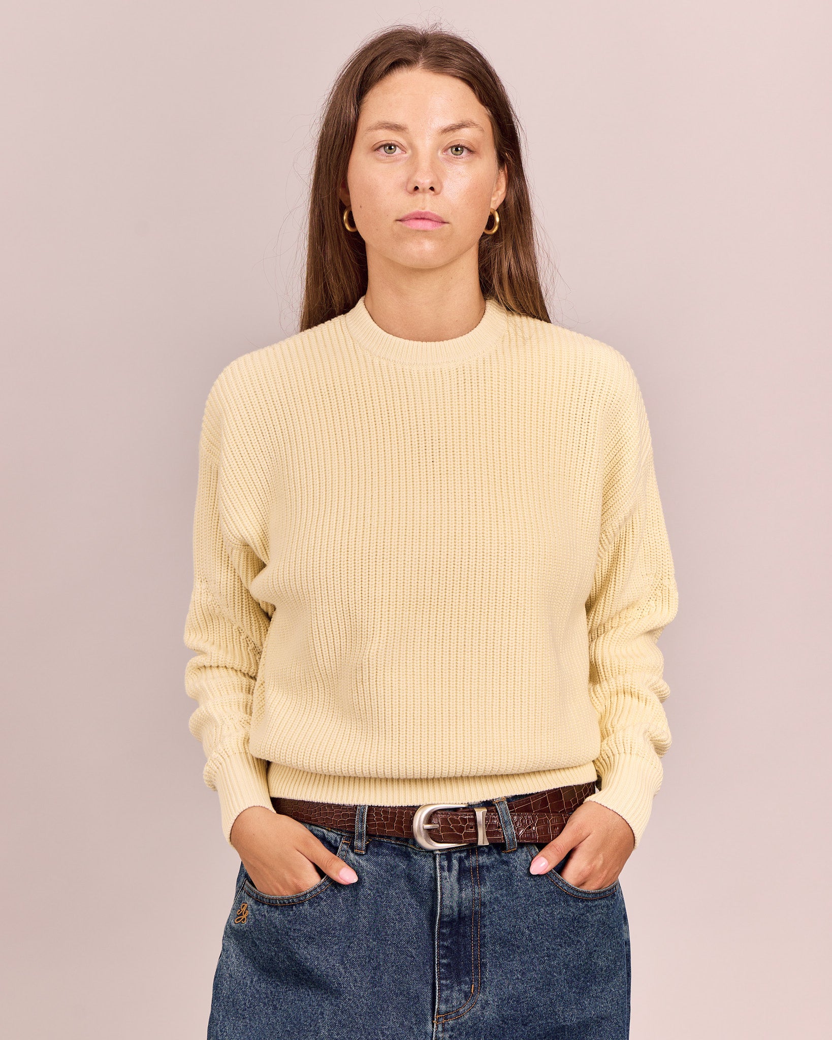 Fisherman O Neck Knit - Butteryellow