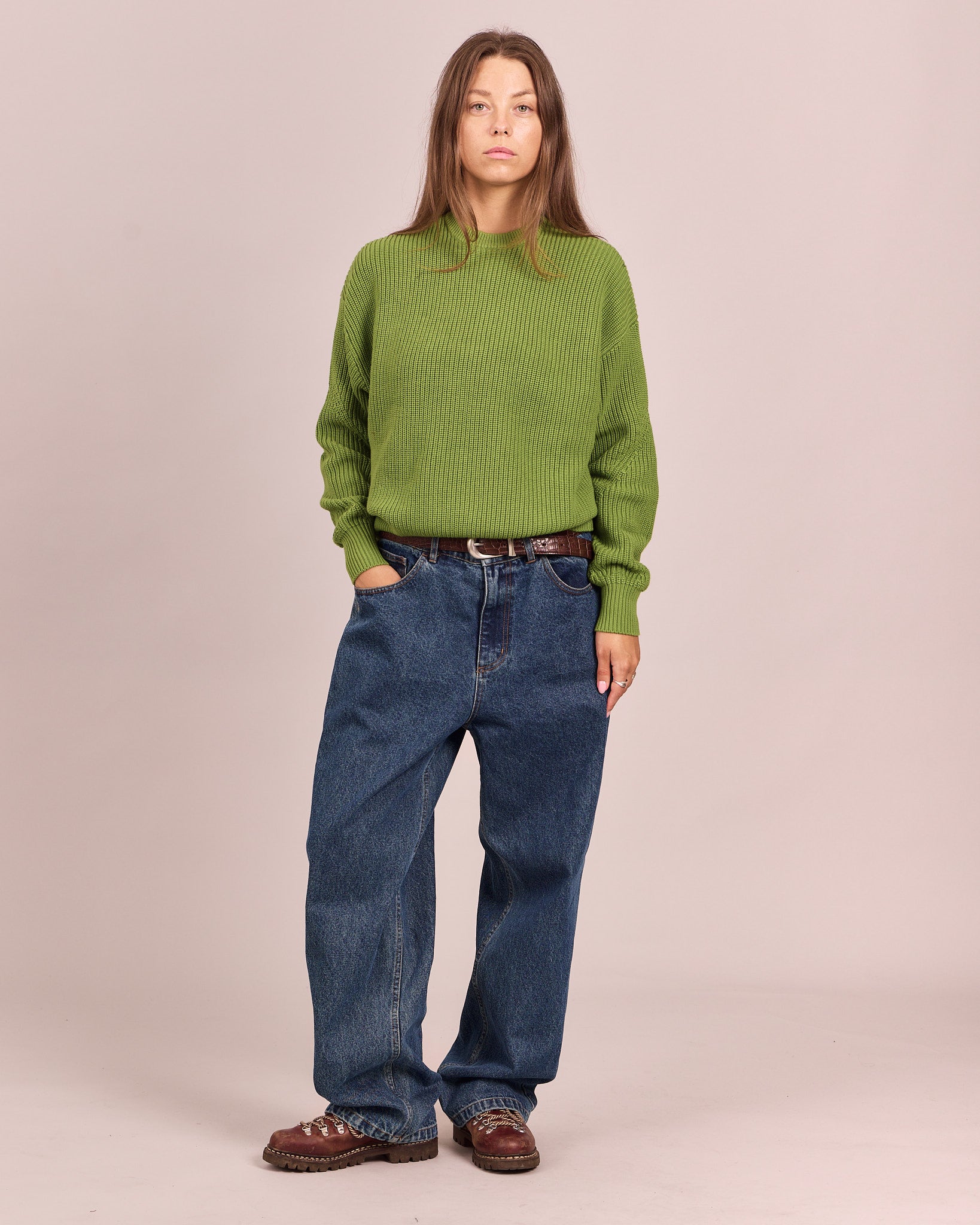Fisherman O Neck Knit - Green