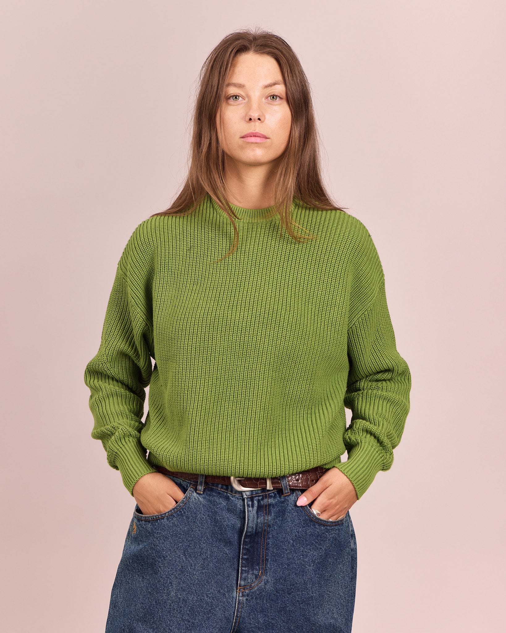 Fisherman O Neck Knit - Green