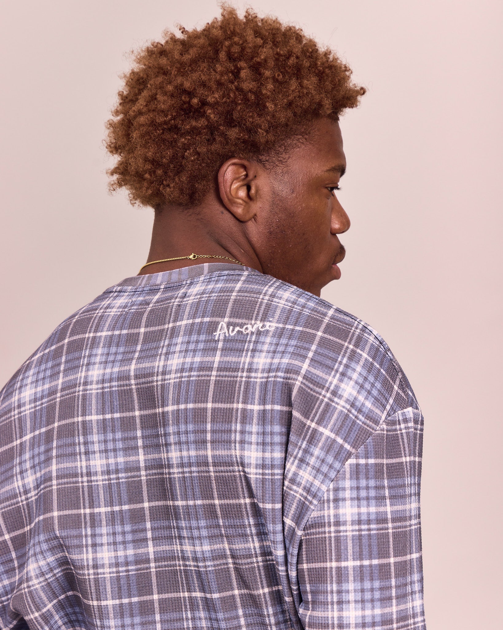 LS Classic Waffle Tee - Navy Check
