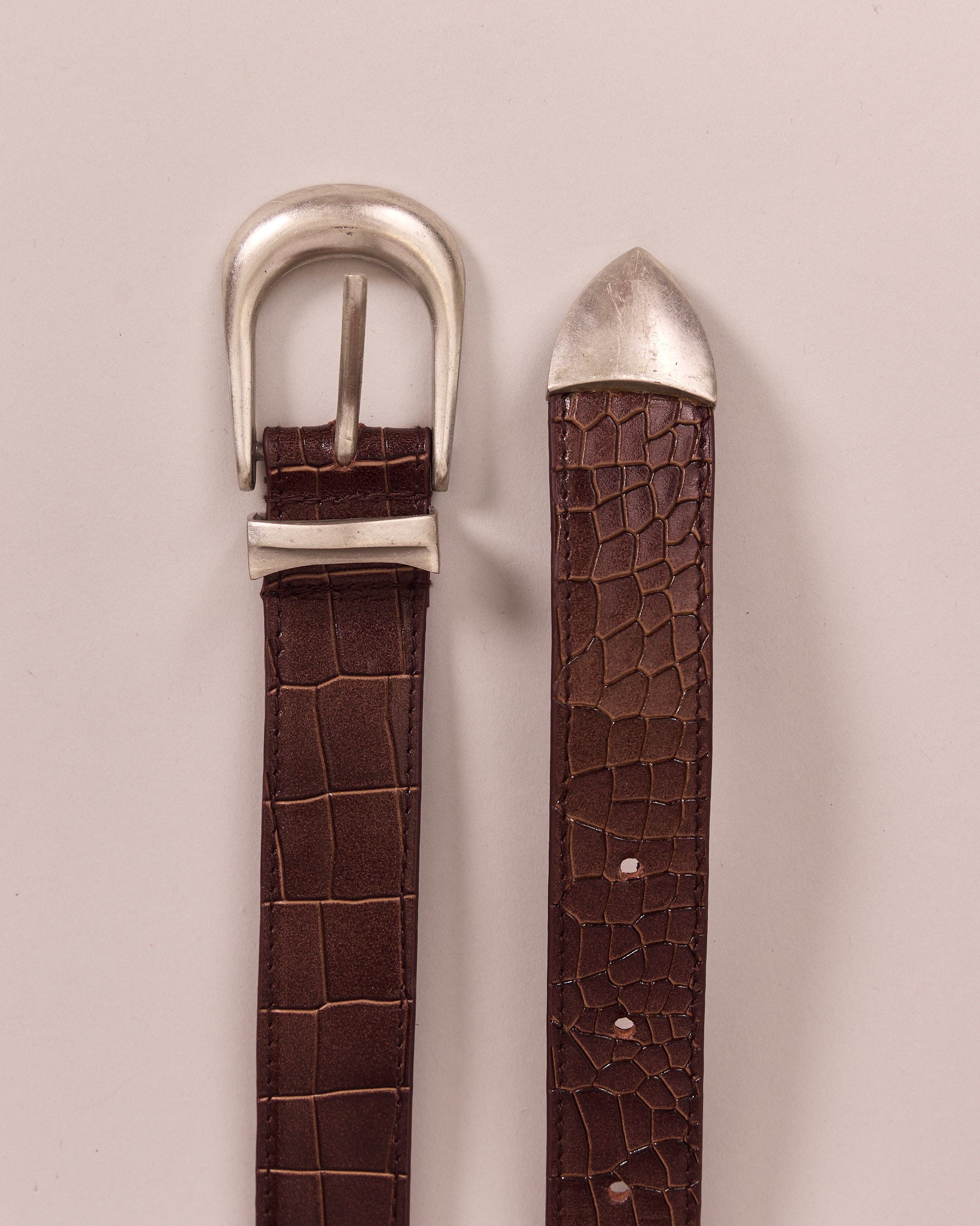 Leather Belt - Brown Croc