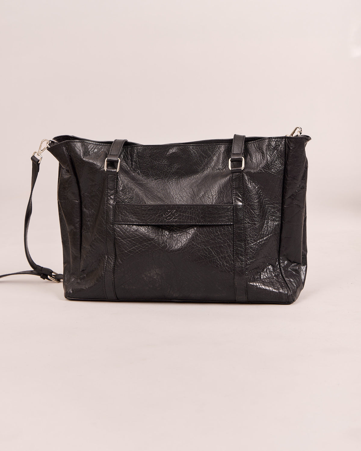 High Gloss Leather Bag - Black