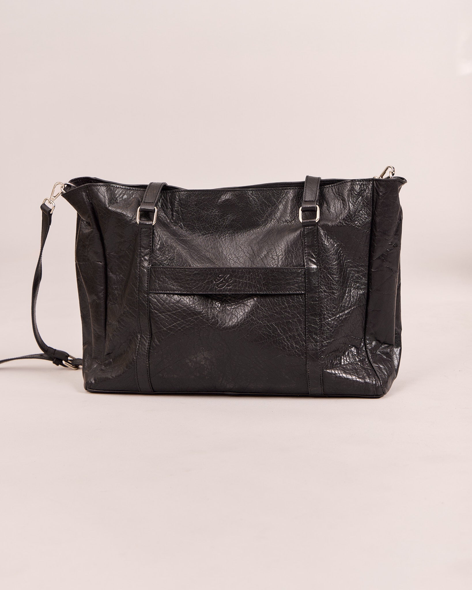 High Gloss Leather Bag - Black
