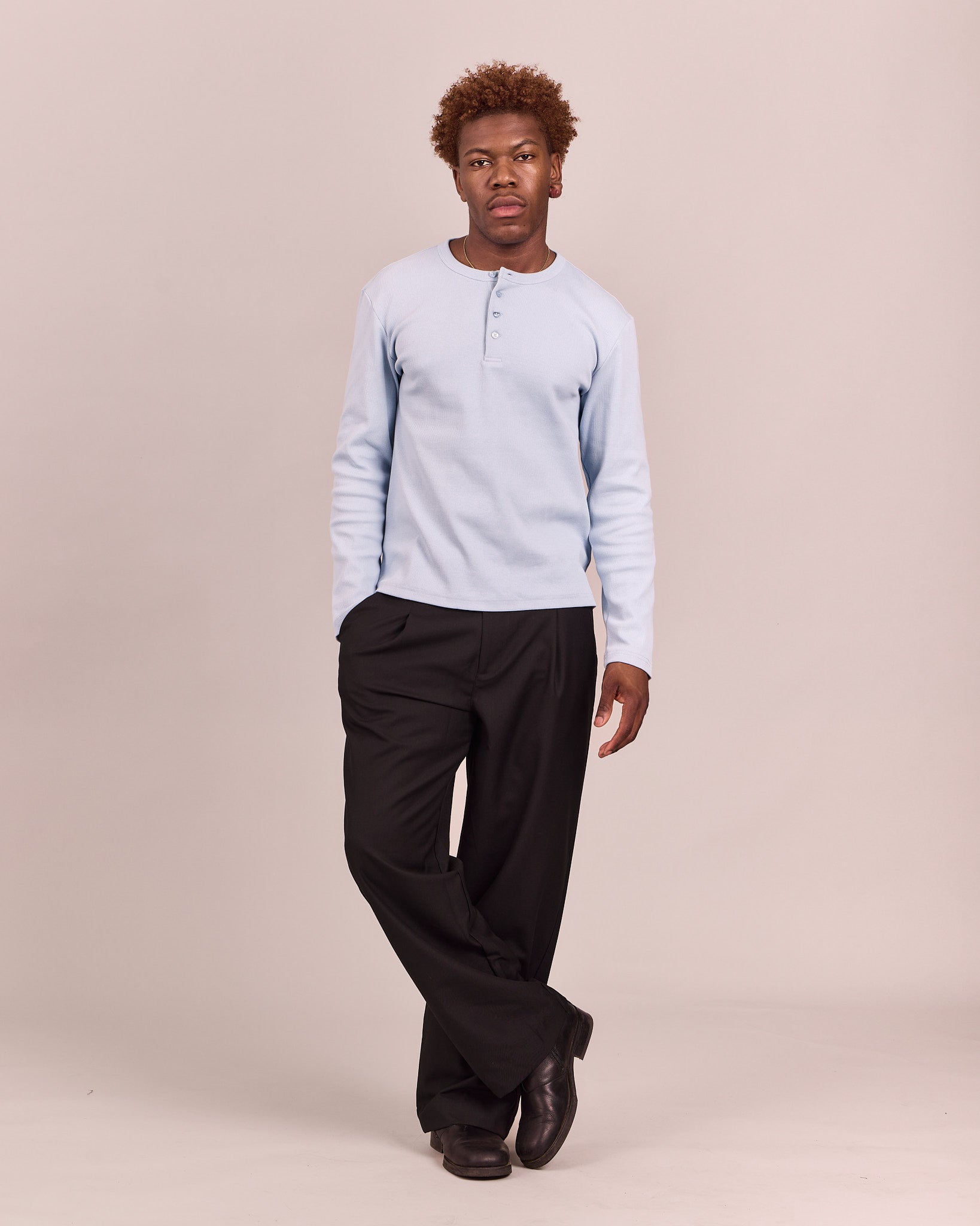 LS Henley Shirt - Baby Blue