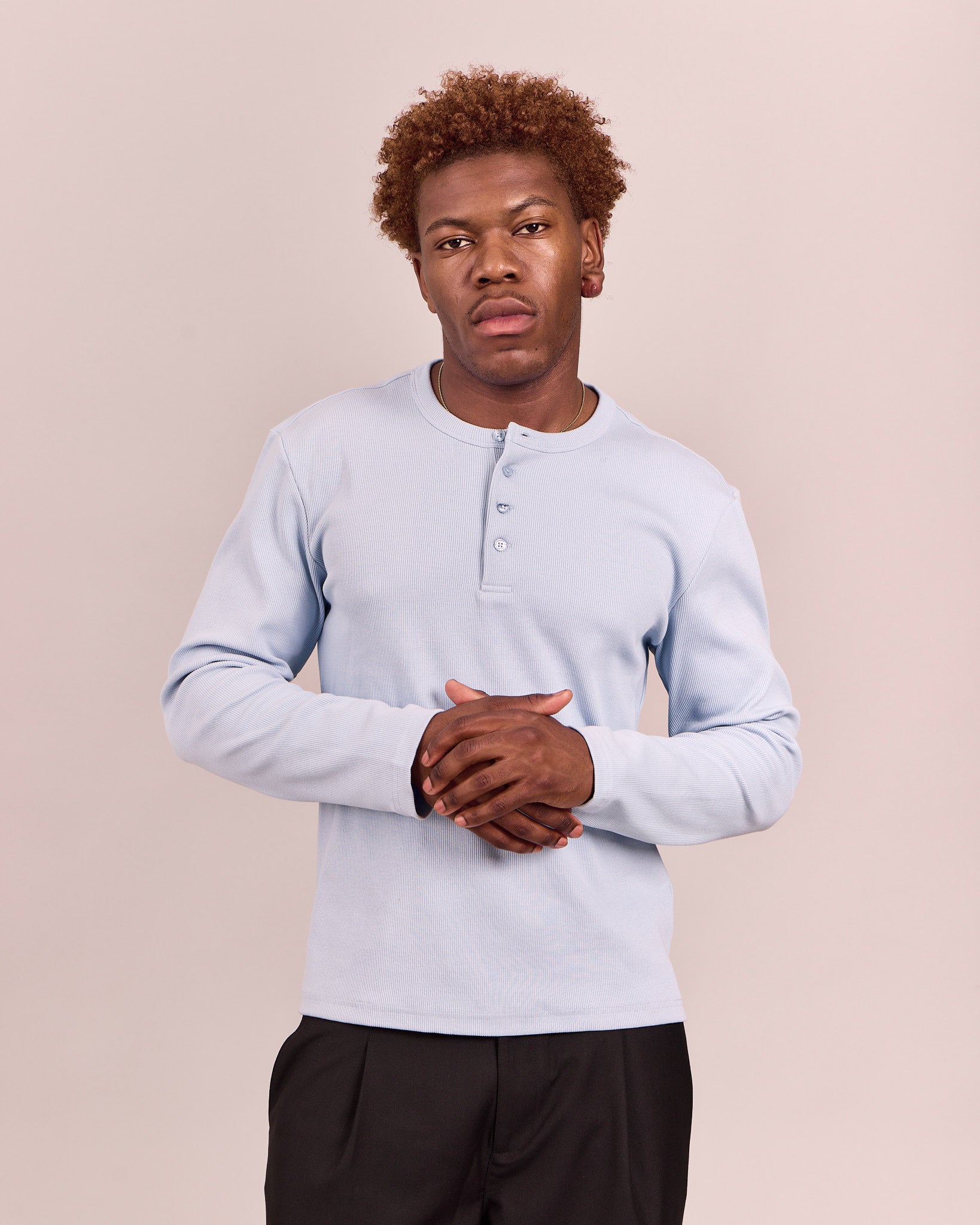 LS Henley Shirt - Baby Blue