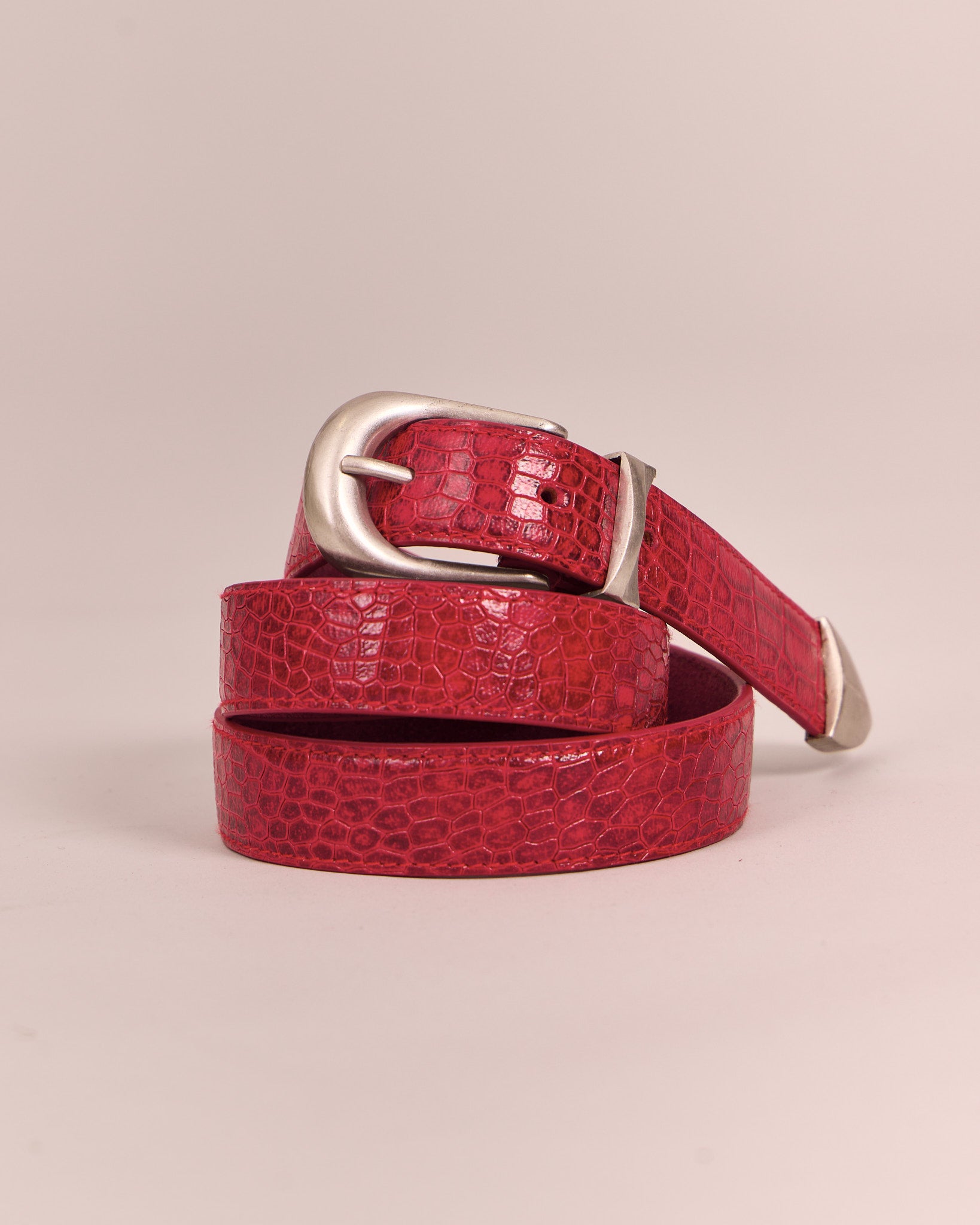 Leather Belt - Red Croc