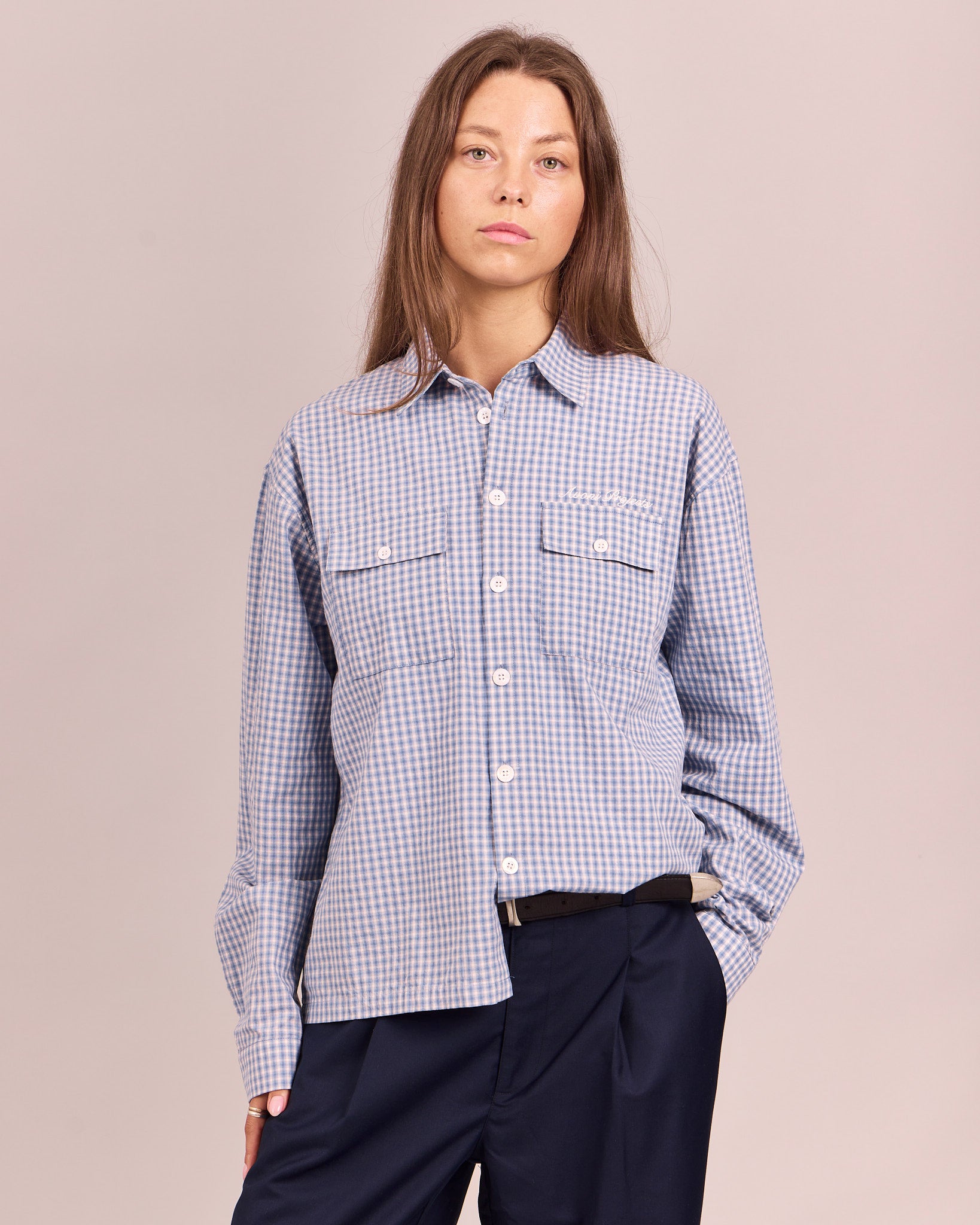 LS Checkered Shirt - Distorted Blue