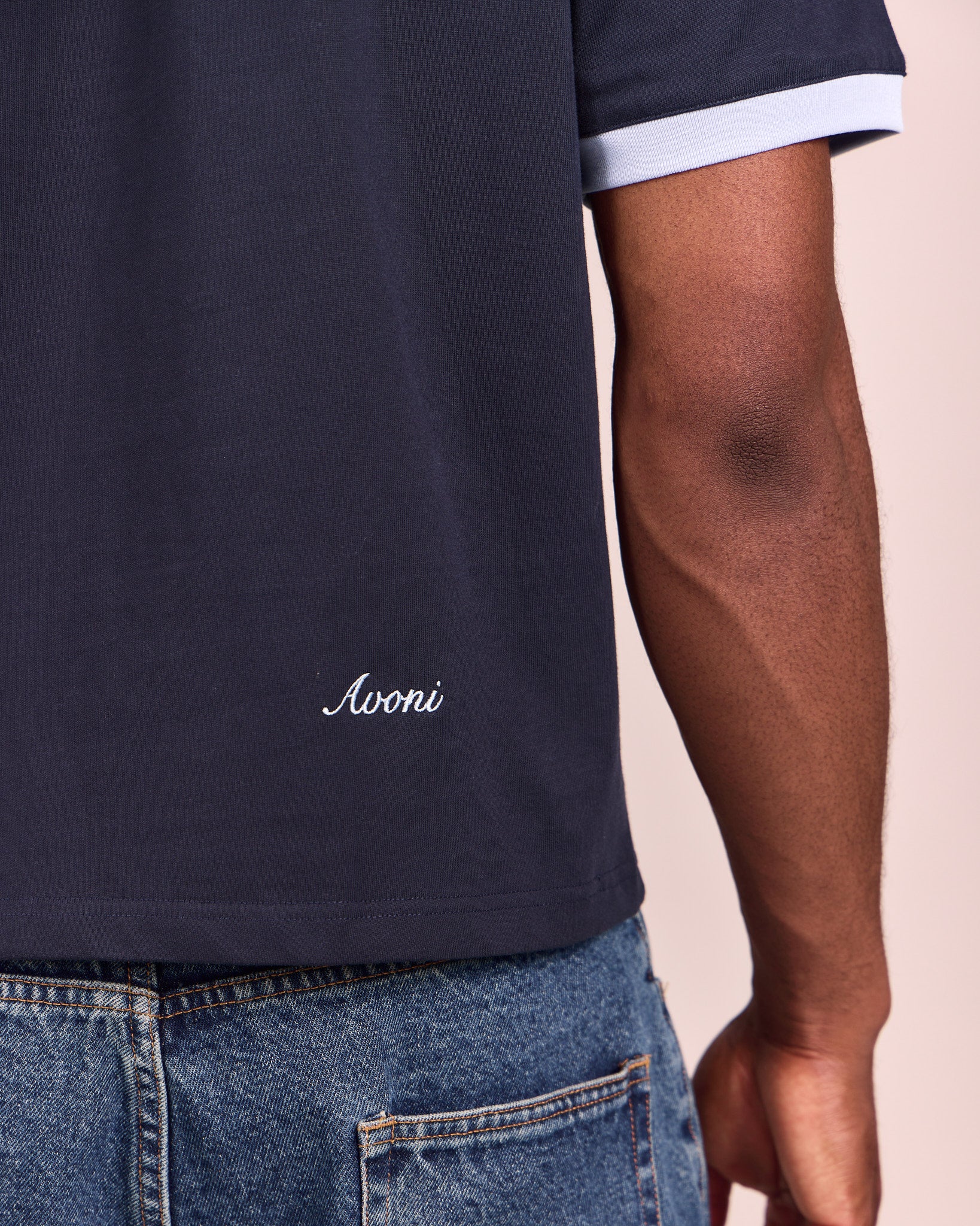 SS Ringer Tee - Navy/Baby Blue