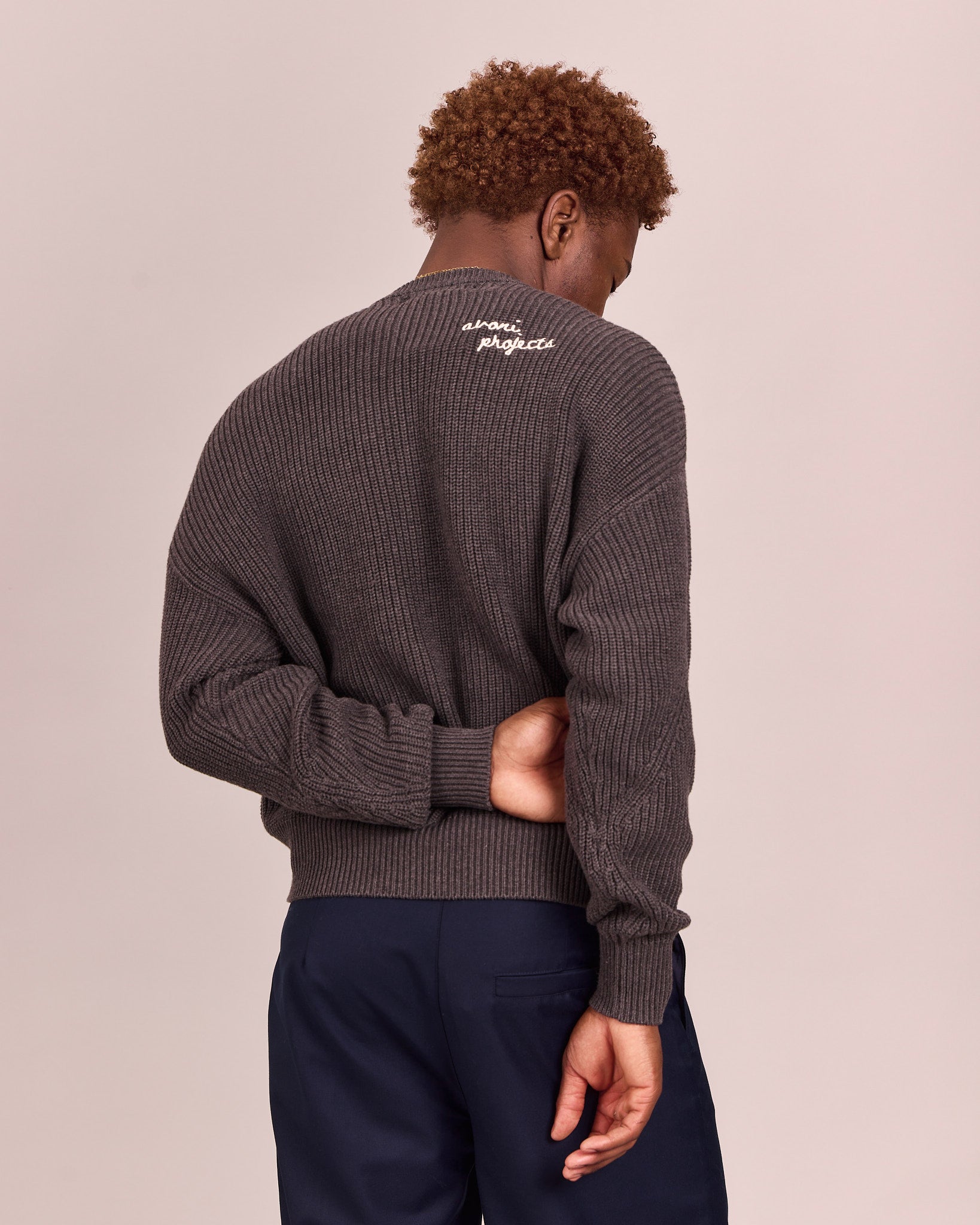 Fisherman O Neck Knit - Charcoal