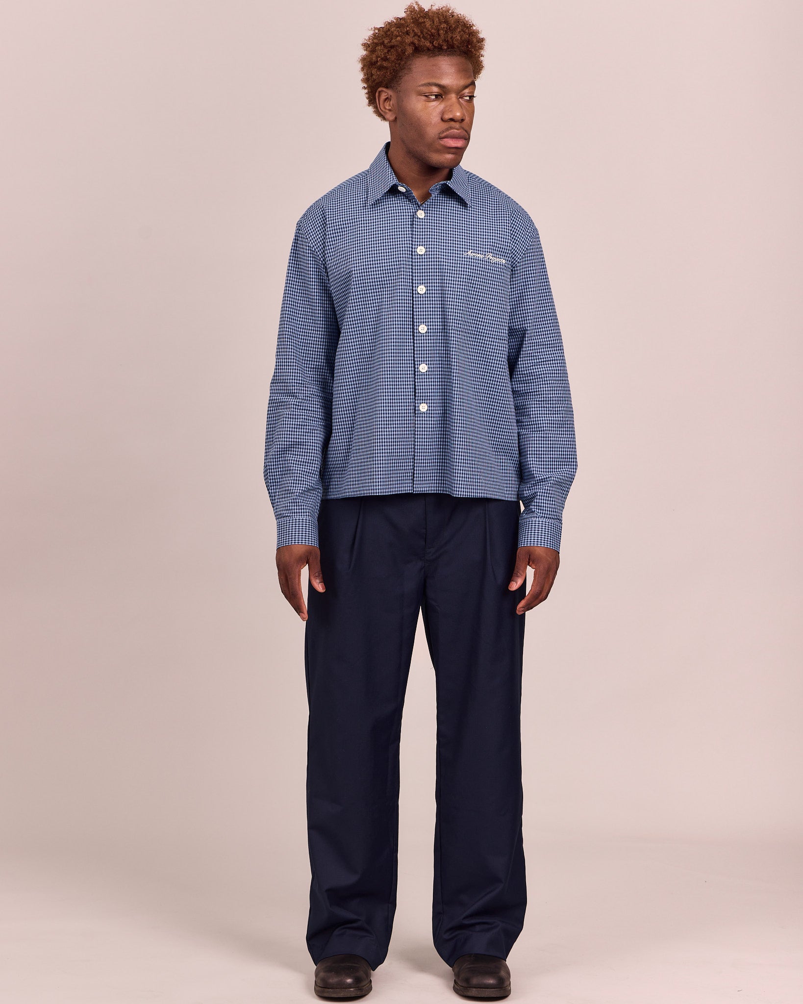 LS Checkered Shirt - Navy/Blue