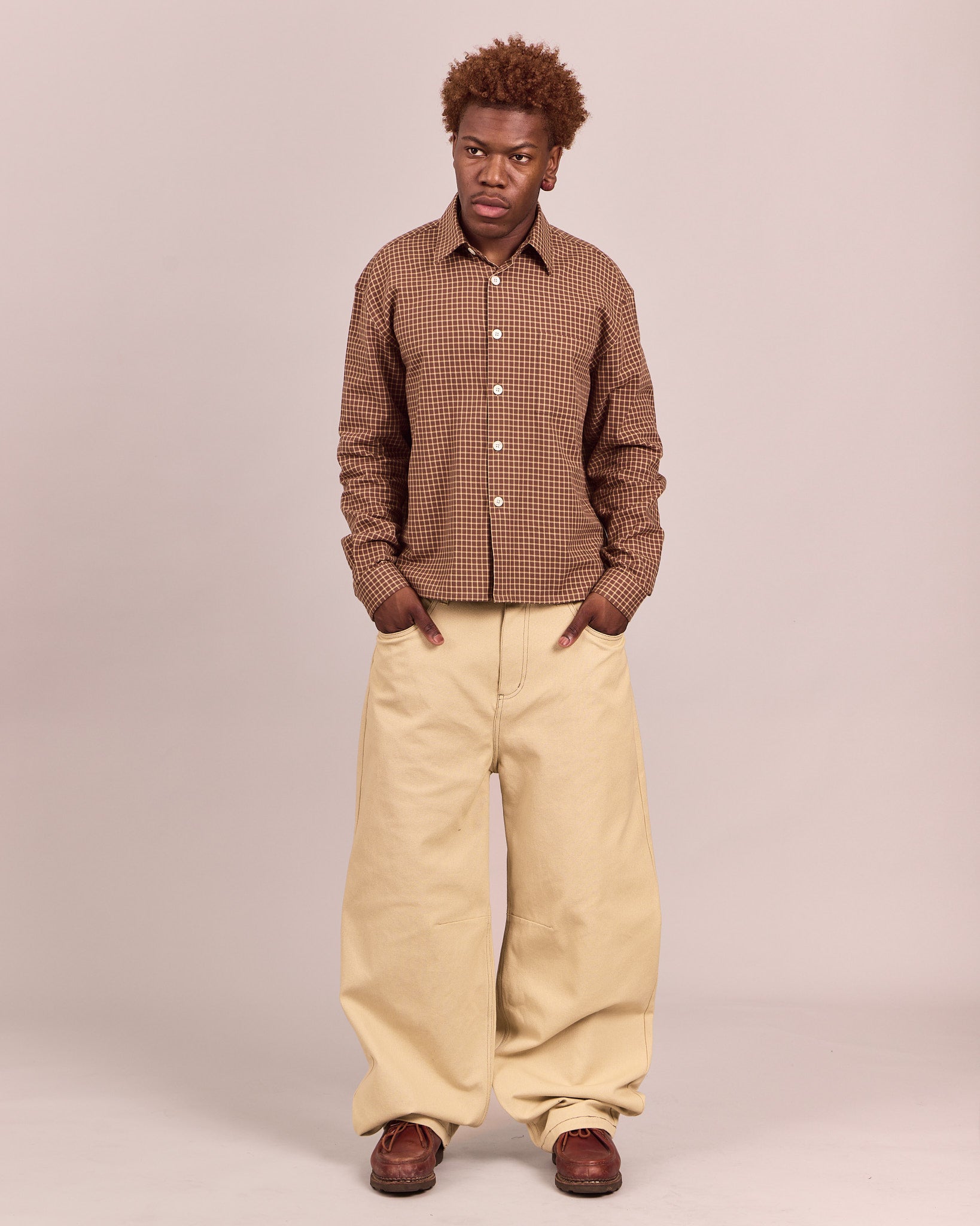LS Checkered Shirt - Brown/Orange