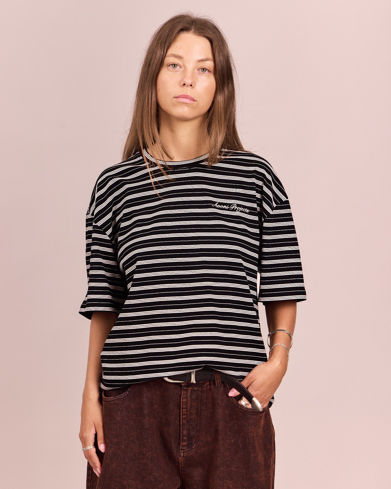 Boxy SS Tee - Black Stripe