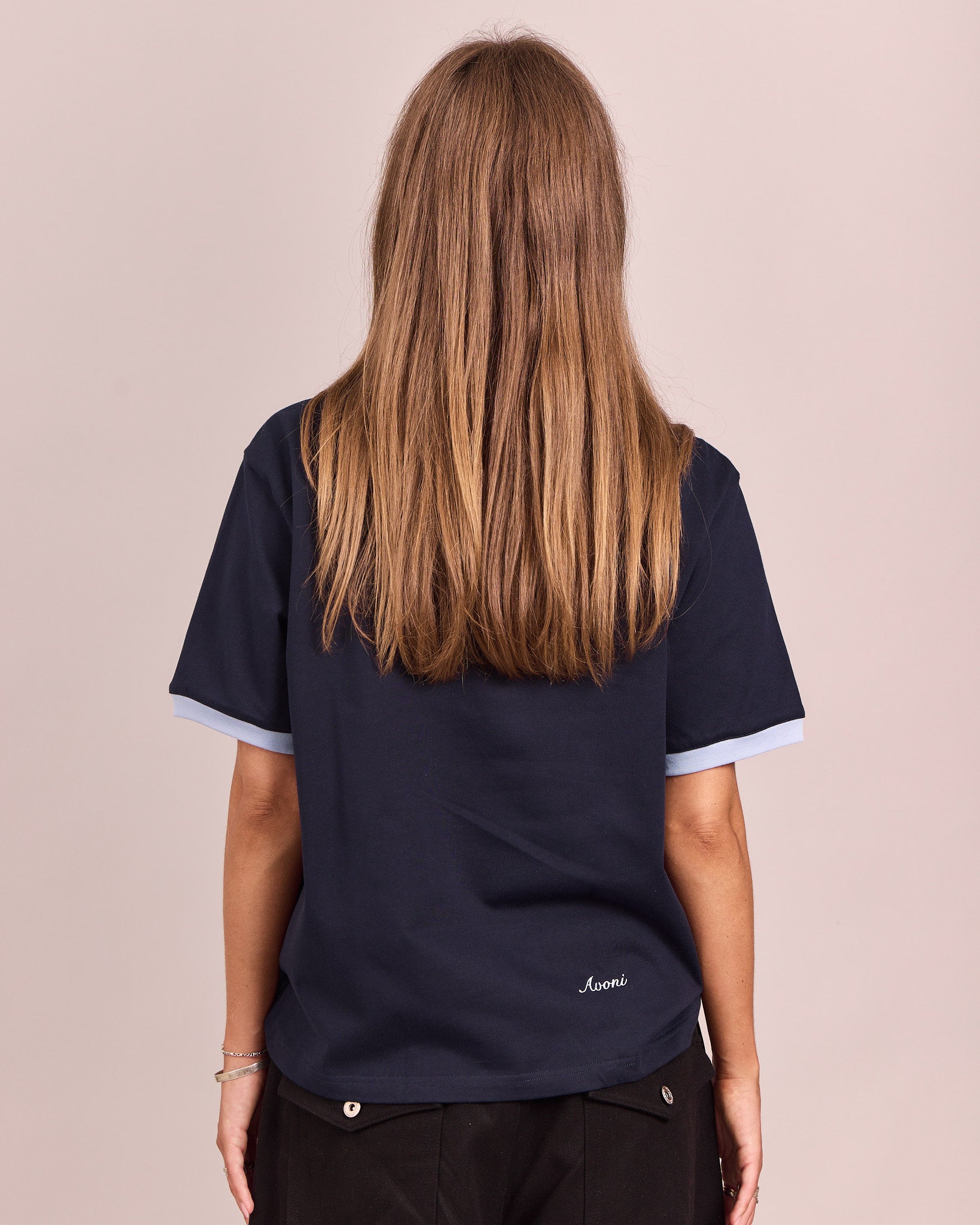 SS Ringer Tee - Navy/Baby Blue