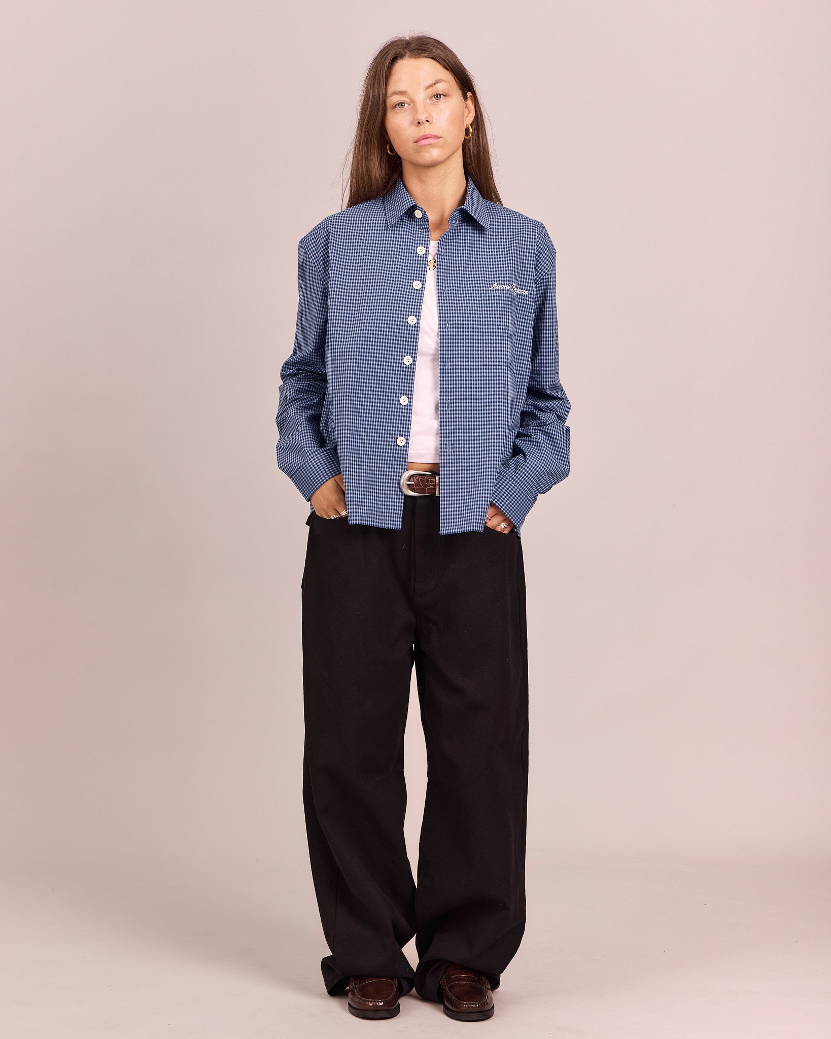 LS Checkered Shirt - Navy/Blue