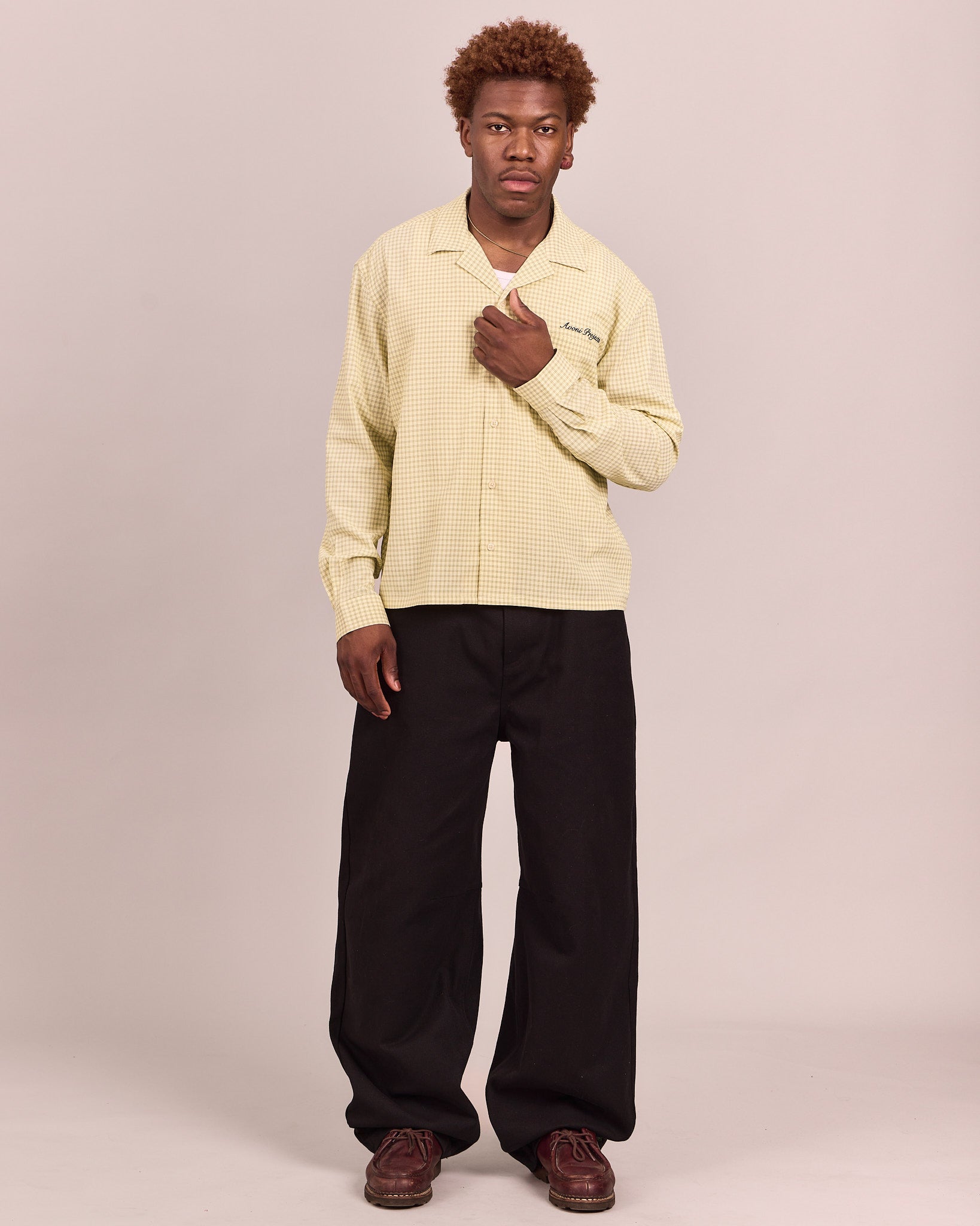 LS Checkered Shirt - Off White/Shadow Moss