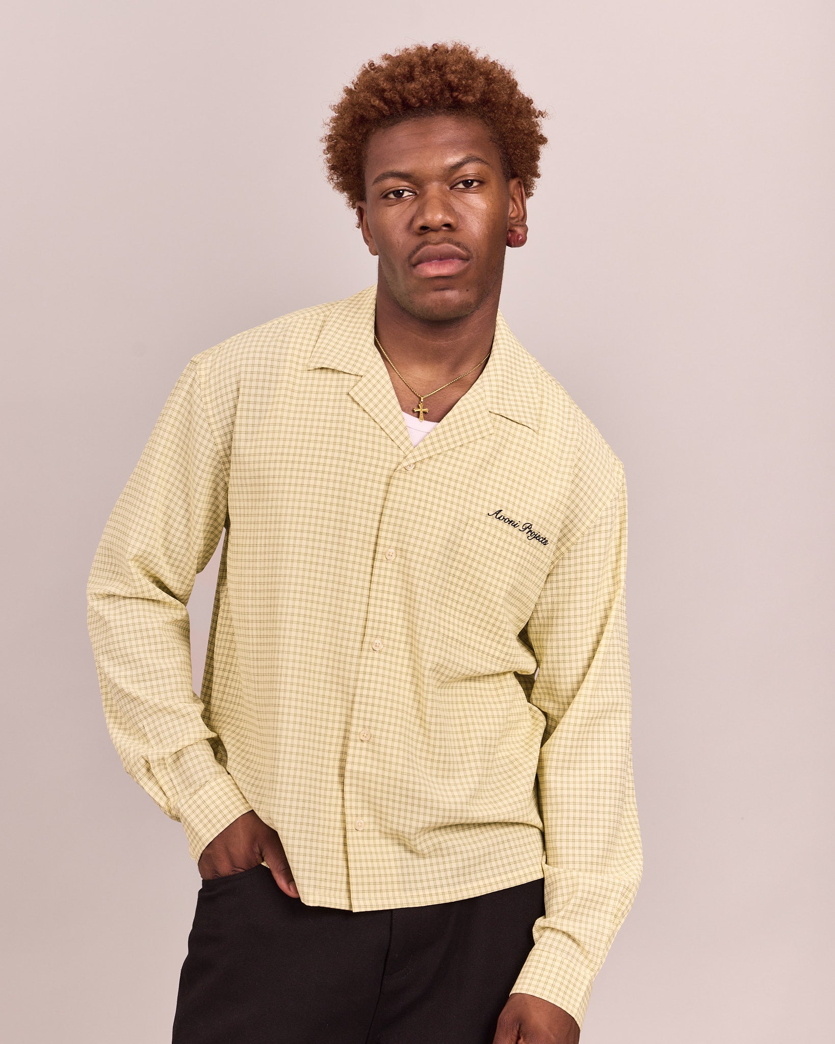 LS Checkered Shirt - Off White/Shadow Moss
